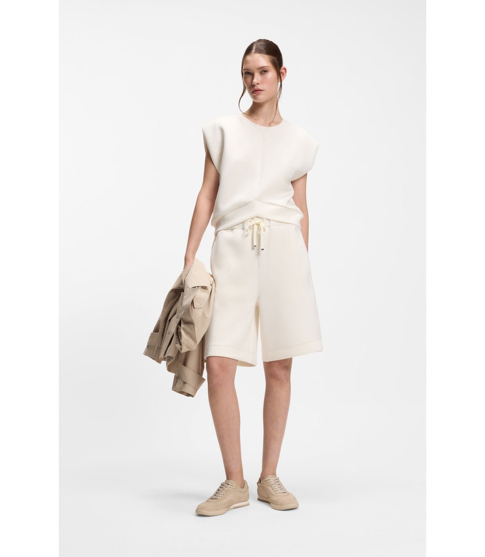 Boss Stretch Jersey Shorts In A Relaxed Fit White Women's