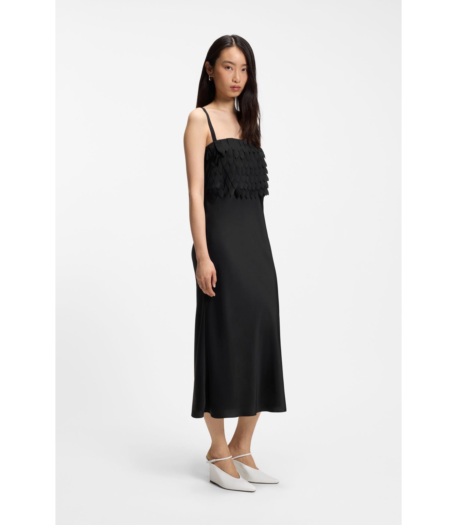 Boss Strappy Dress With Laser Cut Shapes Black Women's