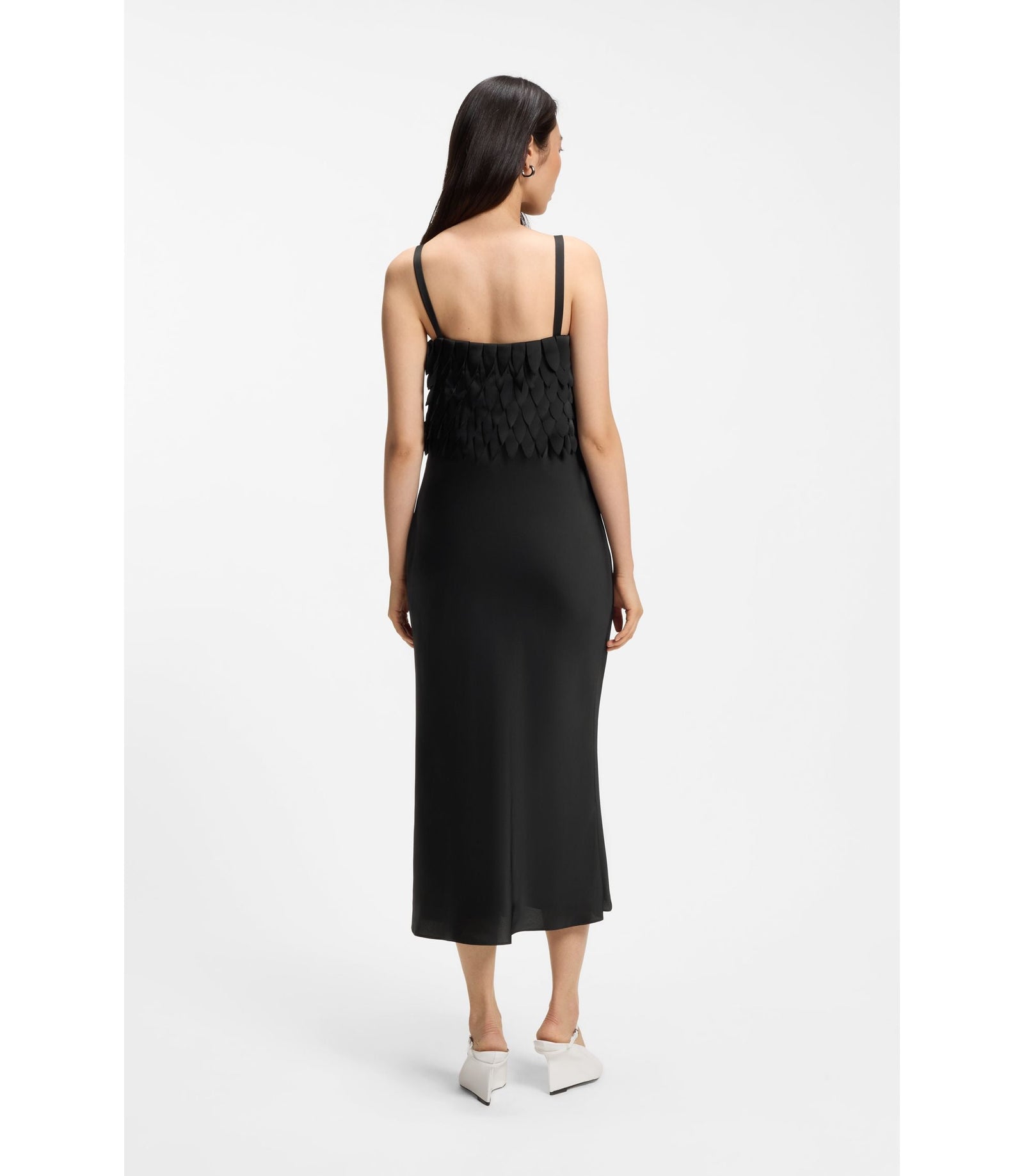 Boss Strappy Dress With Laser Cut Shapes Black Women's