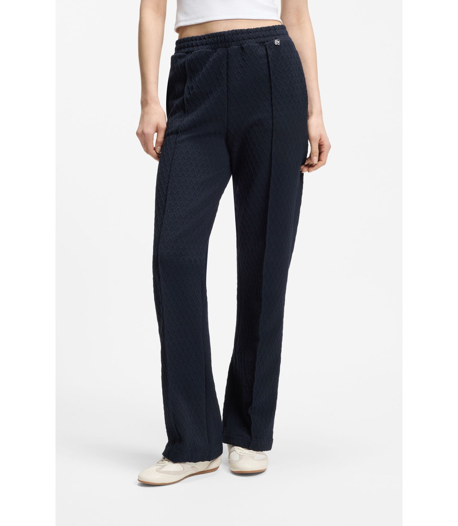 Hugo Straight Fit Track Pants In Diamond Jacquard Blue Women's