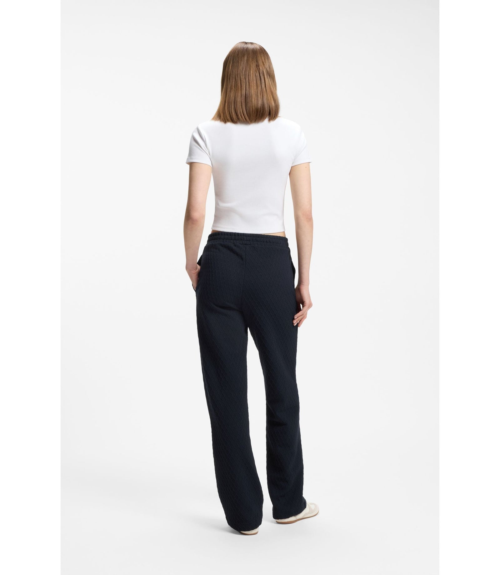 Hugo Straight Fit Track Pants In Diamond Jacquard Blue Women's