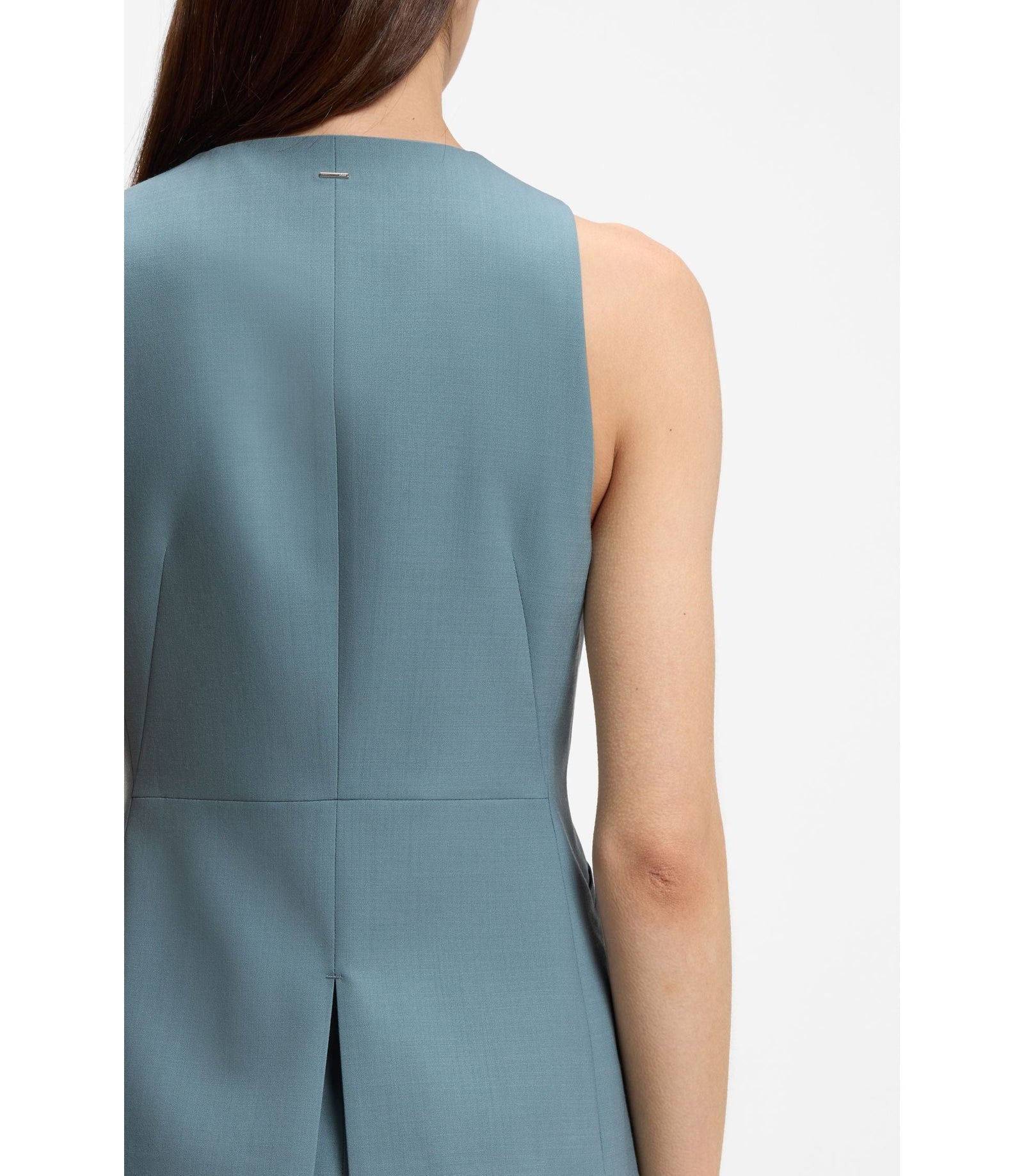 Boss Slim Fit Waistcoat In Virgin Wool Blue Women's