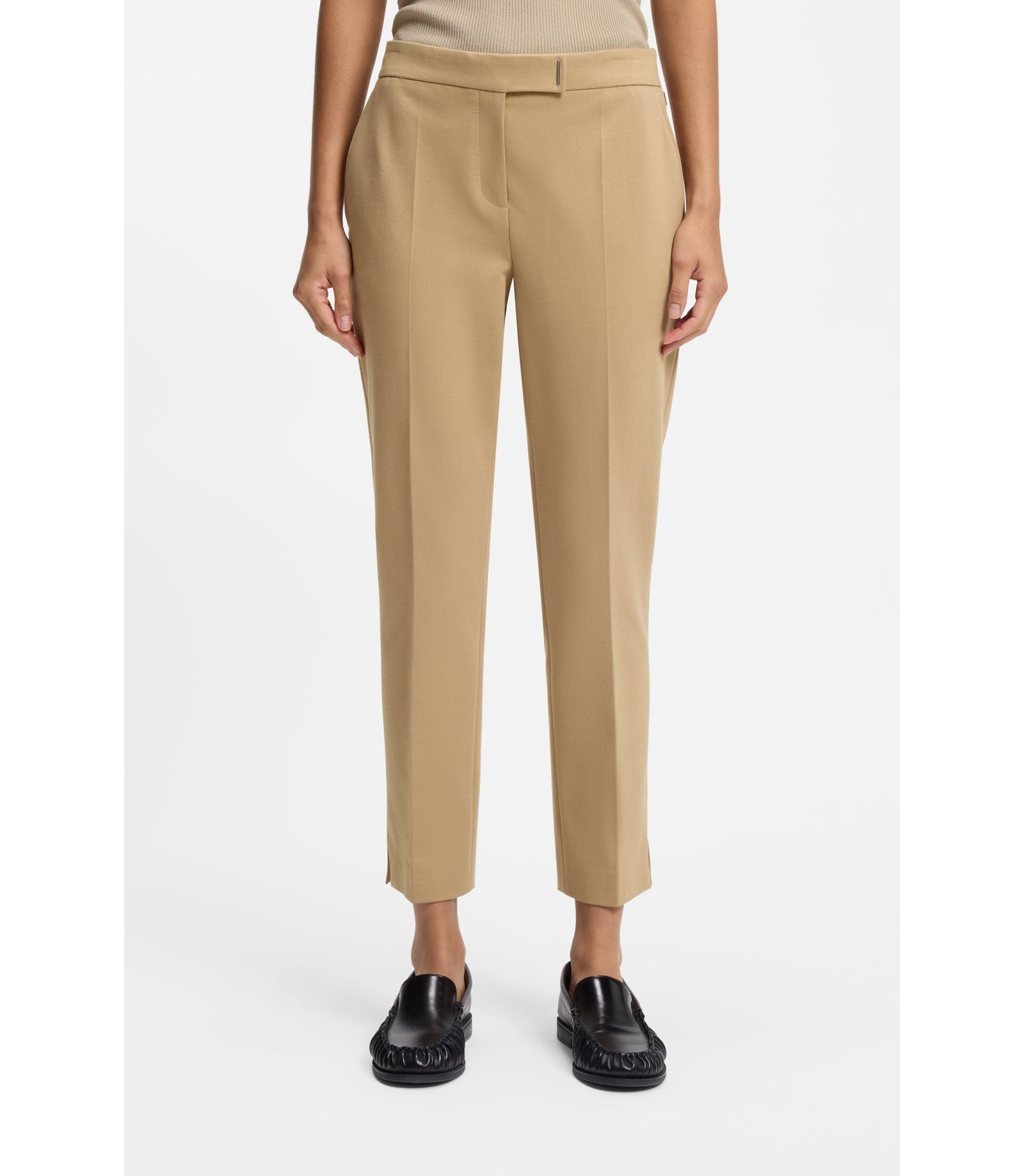 Boss Slim Fit Trousers In Stretch Jersey Light Beige Women's