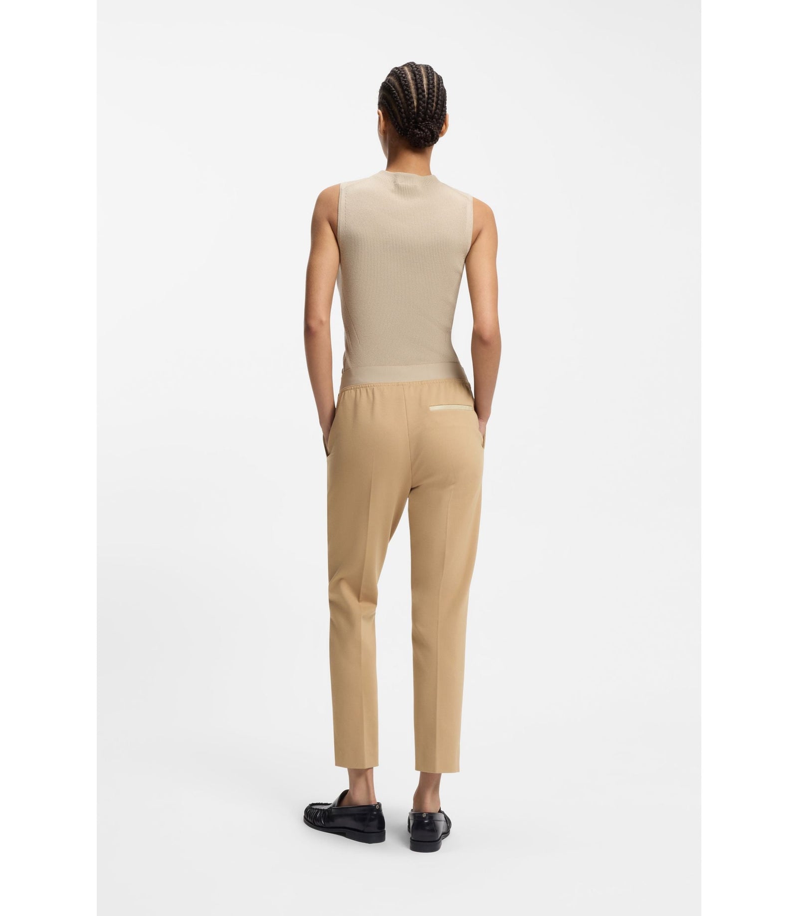 Boss Slim Fit Trousers In Stretch Jersey Light Beige Women's