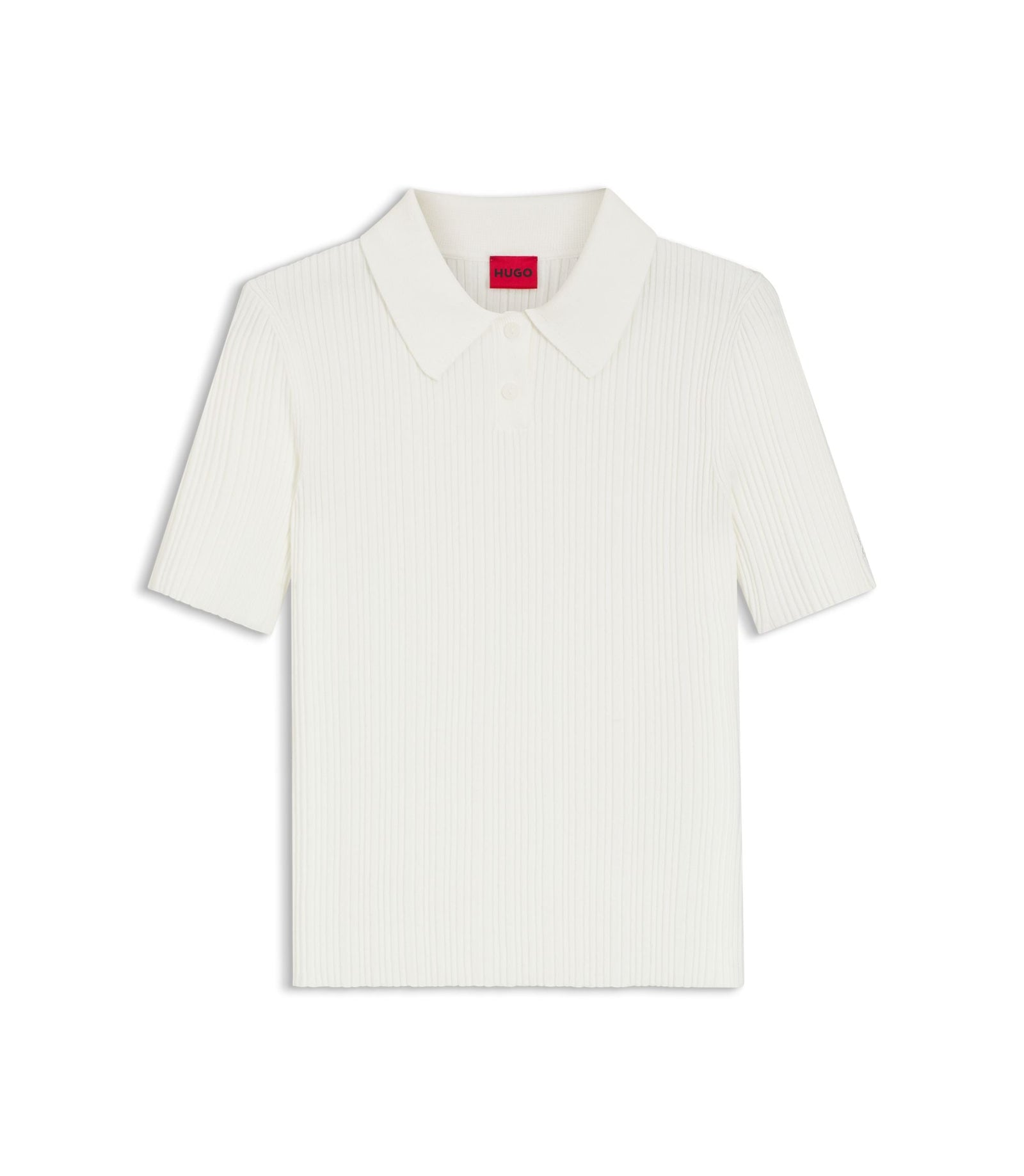Hugo Slim Fit Ribbed Sweater With Polo Collar White Women's