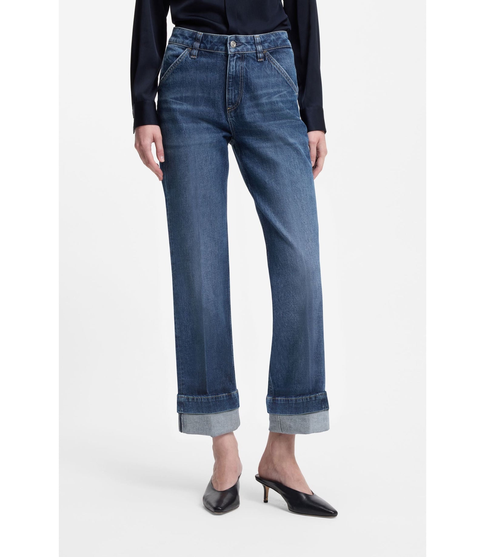 Boss Slim Fit Jeans In Indigo Stretch Denim Dark Blue Women's