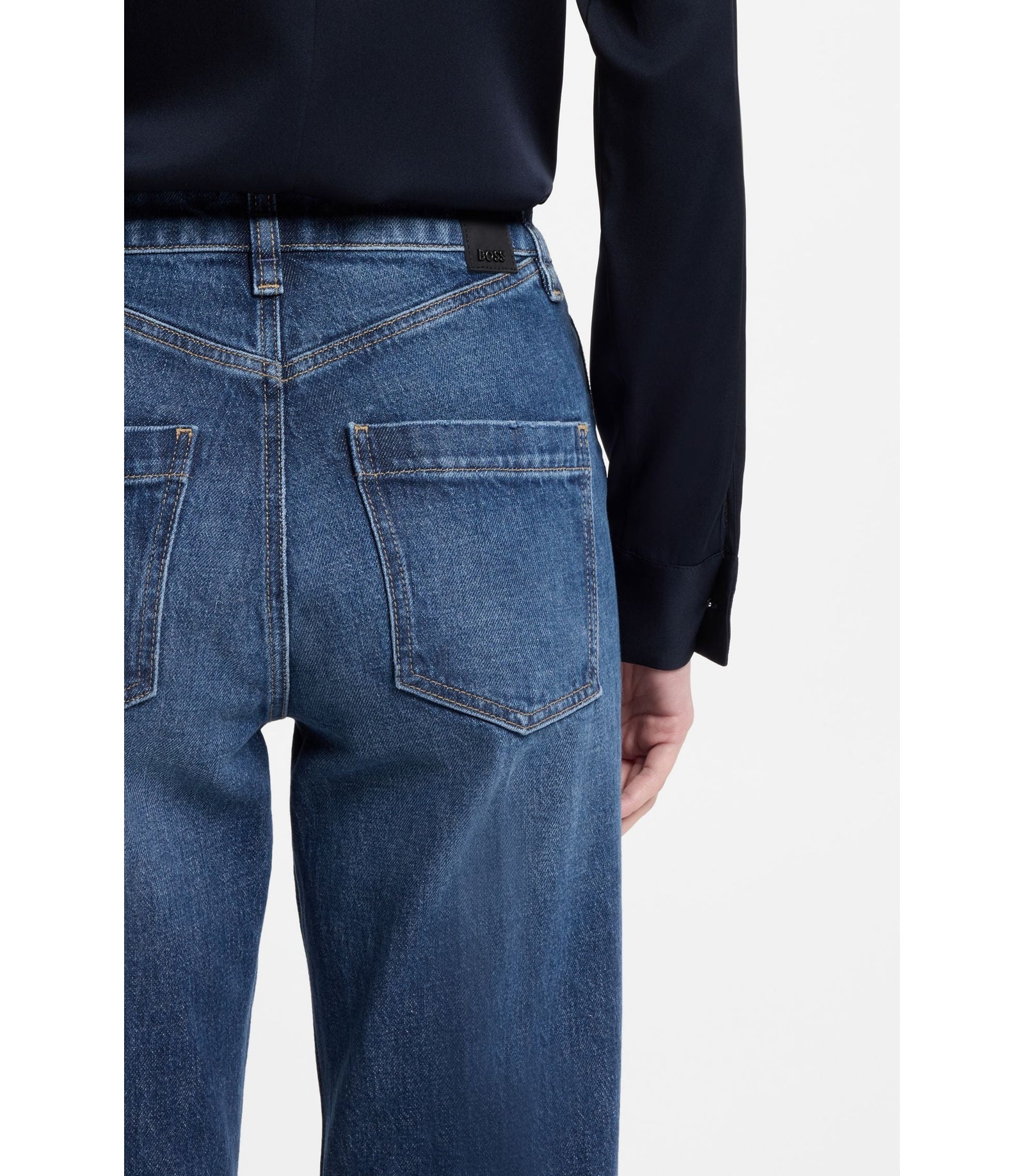 Boss Slim Fit Jeans In Indigo Stretch Denim Dark Blue Women's