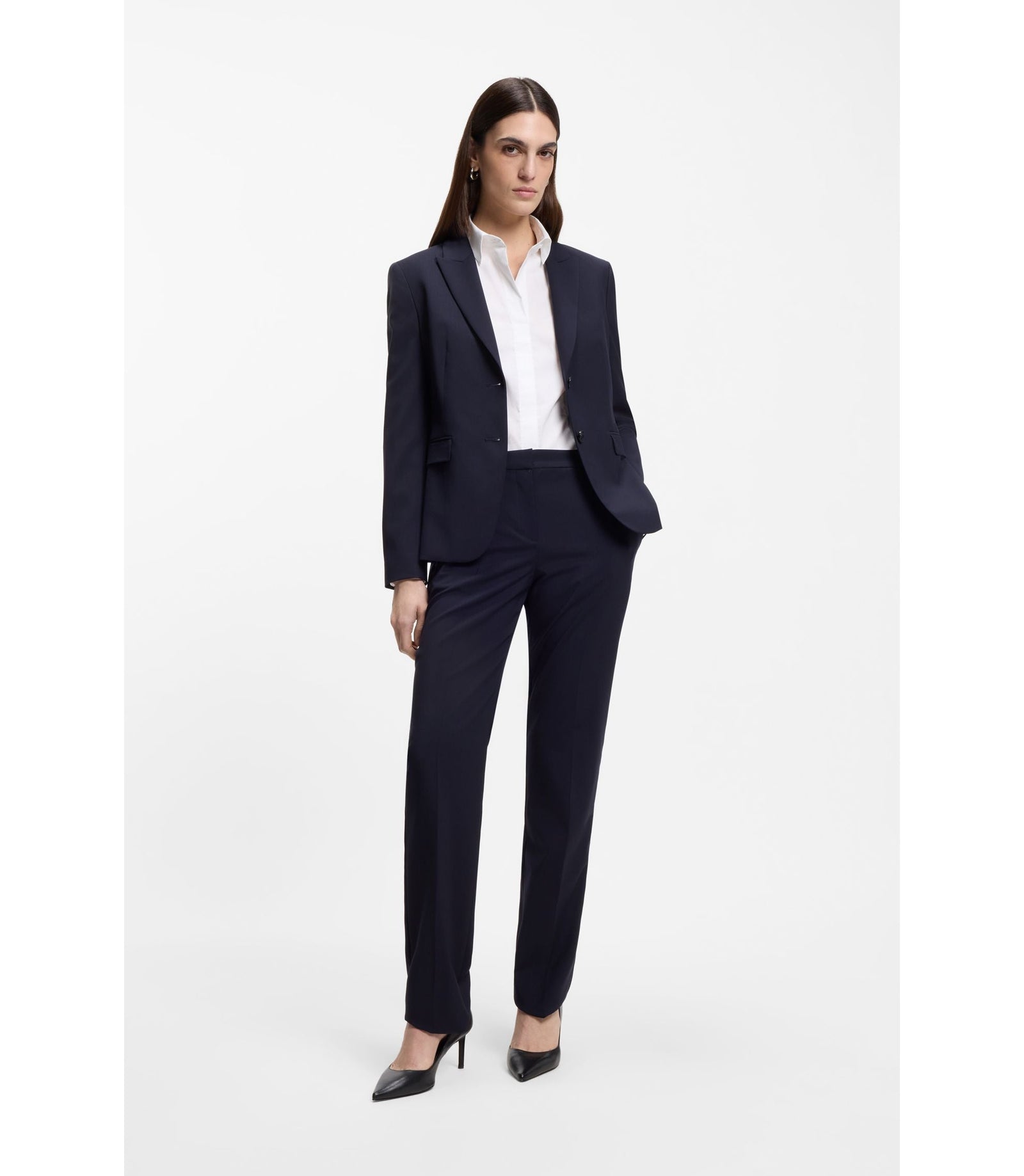 Boss Slim Fit Blouse In A Stretch Cotton White Women's
