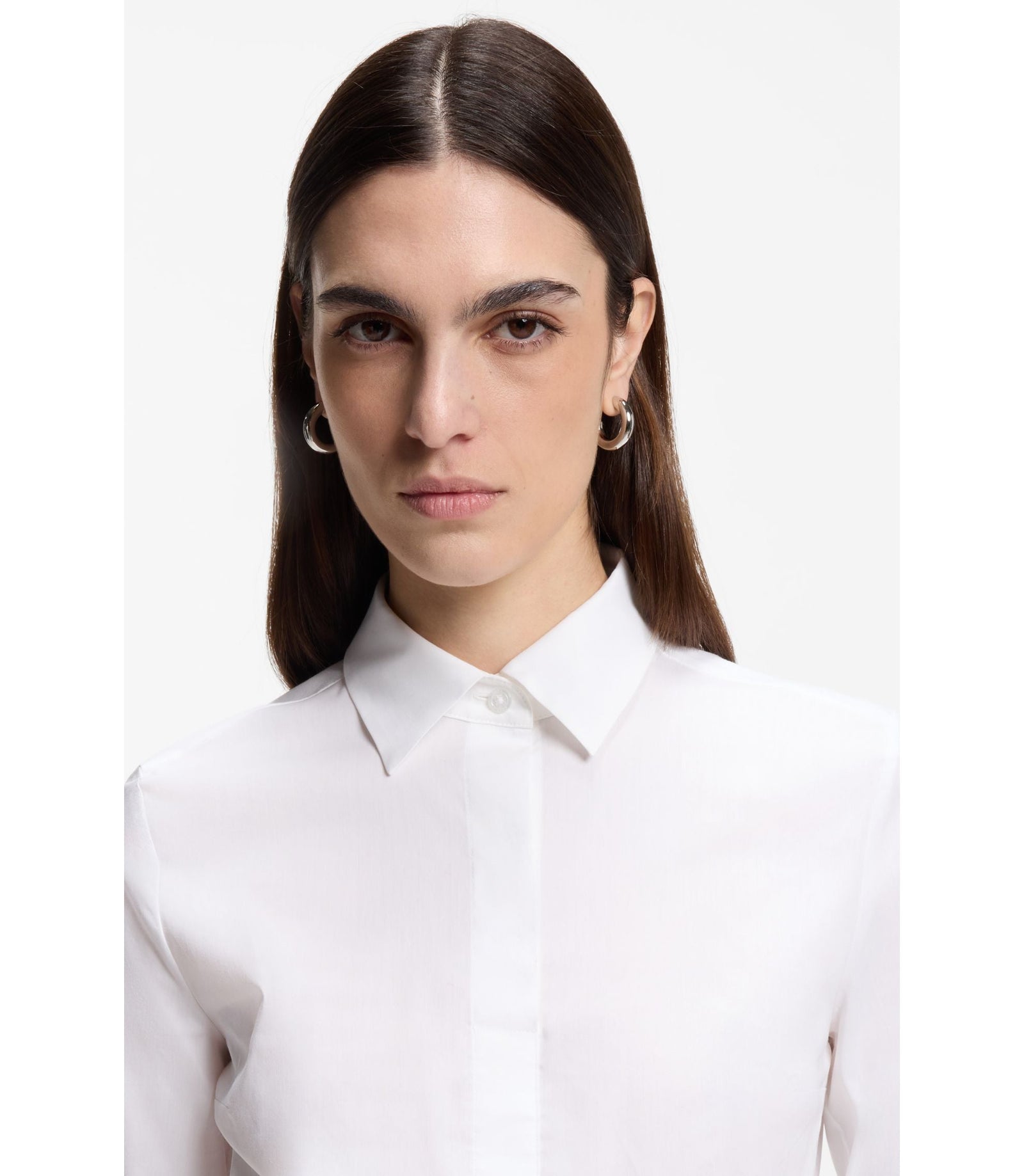 Boss Slim Fit Blouse In A Stretch Cotton White Women's