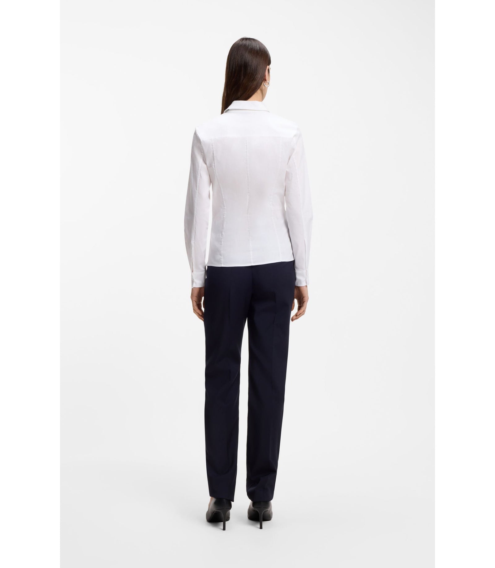 Boss Slim Fit Blouse In A Stretch Cotton White Women's