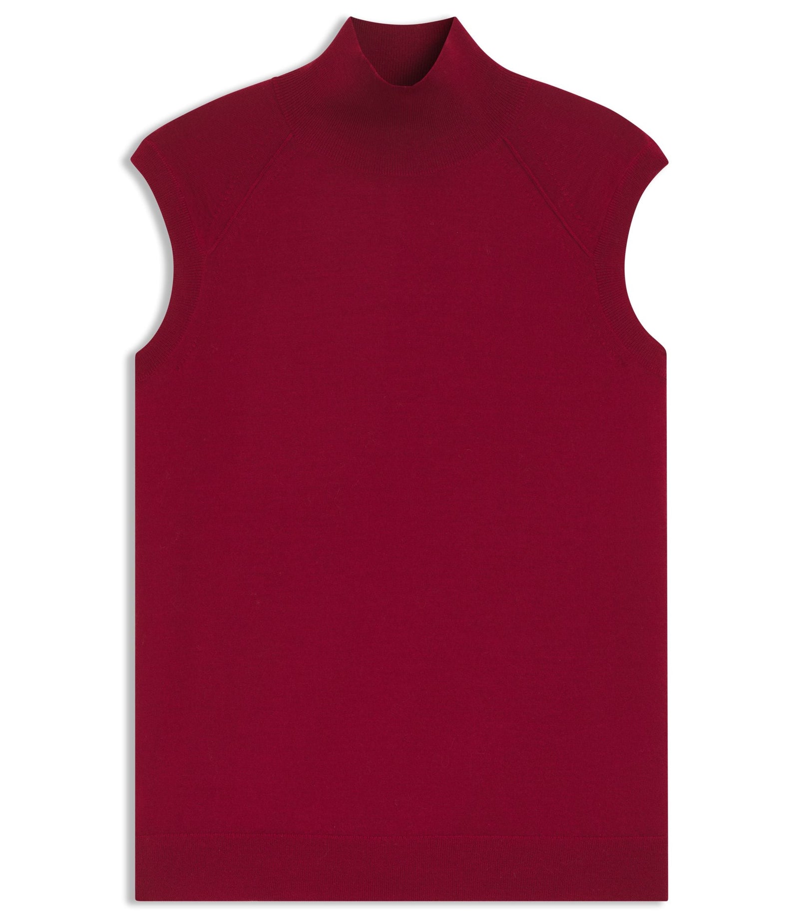 Boss Sleeveless Top In Merino Wool With Mock Neck Dark Red Women's
