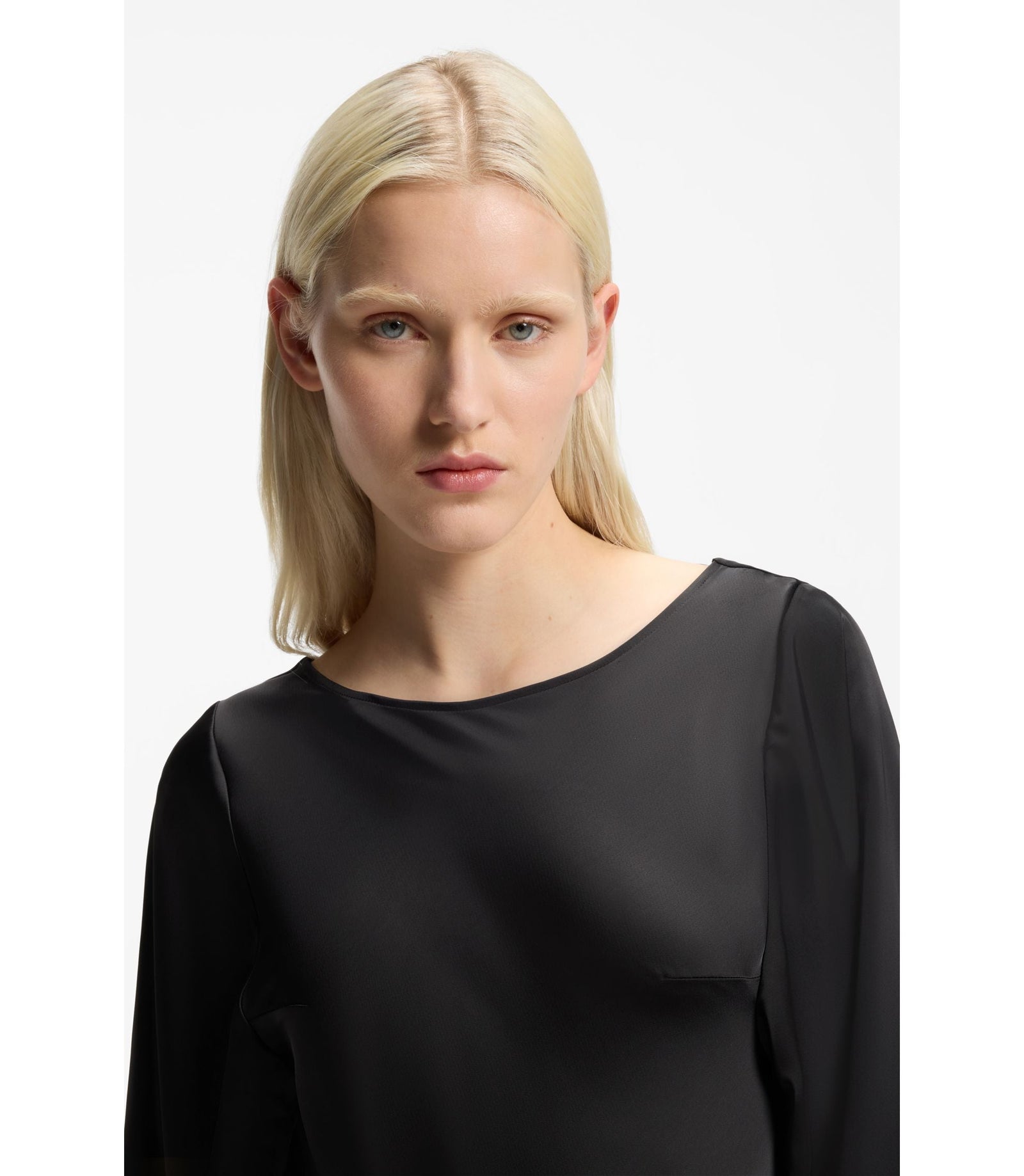 Hugo Satin Maxi Dress With Waterfall Back Black Women's