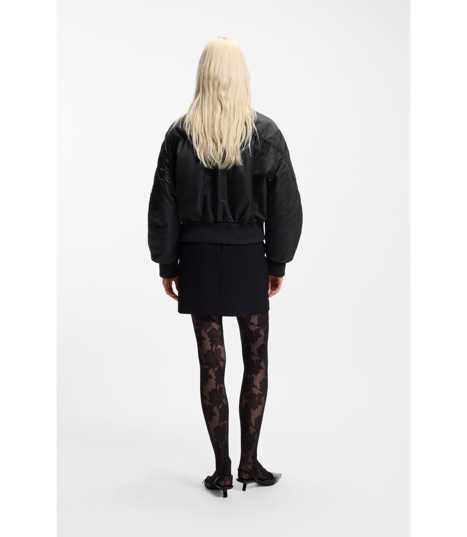 Hugo Ruched Detail Bomber Jacket With Water Repellent Finish Black Women's