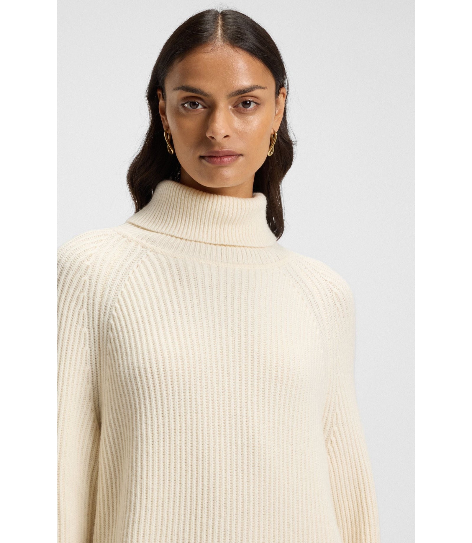 Boss Rollneck Sweater Dress In Virgin Wool And Cashmere White Women's