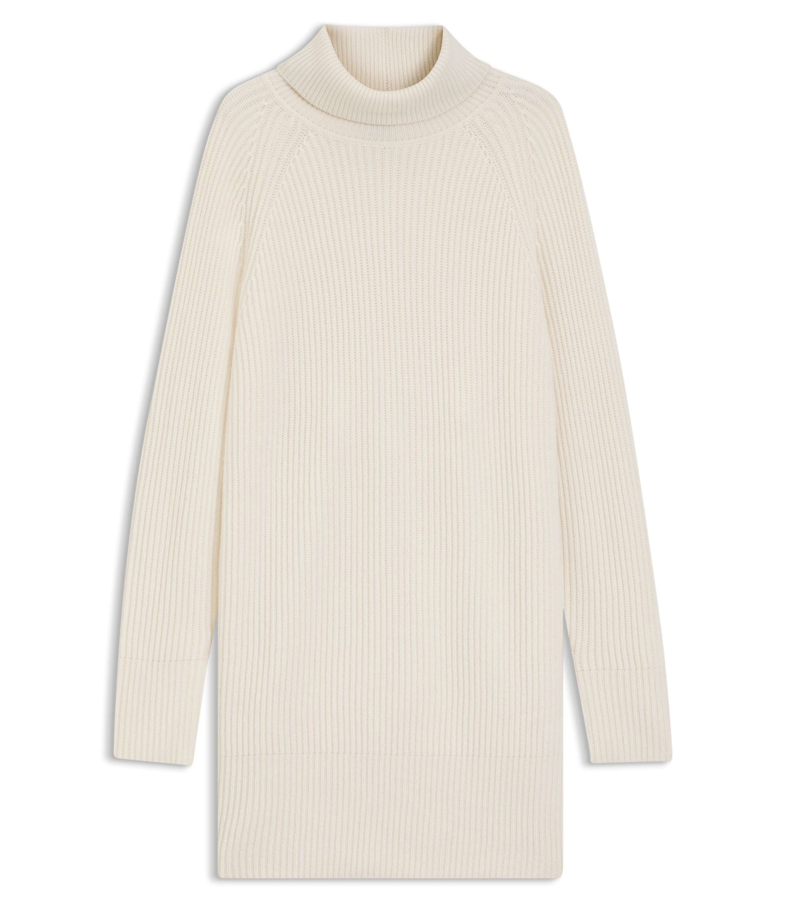 Boss Rollneck Sweater Dress In Virgin Wool And Cashmere White Women's