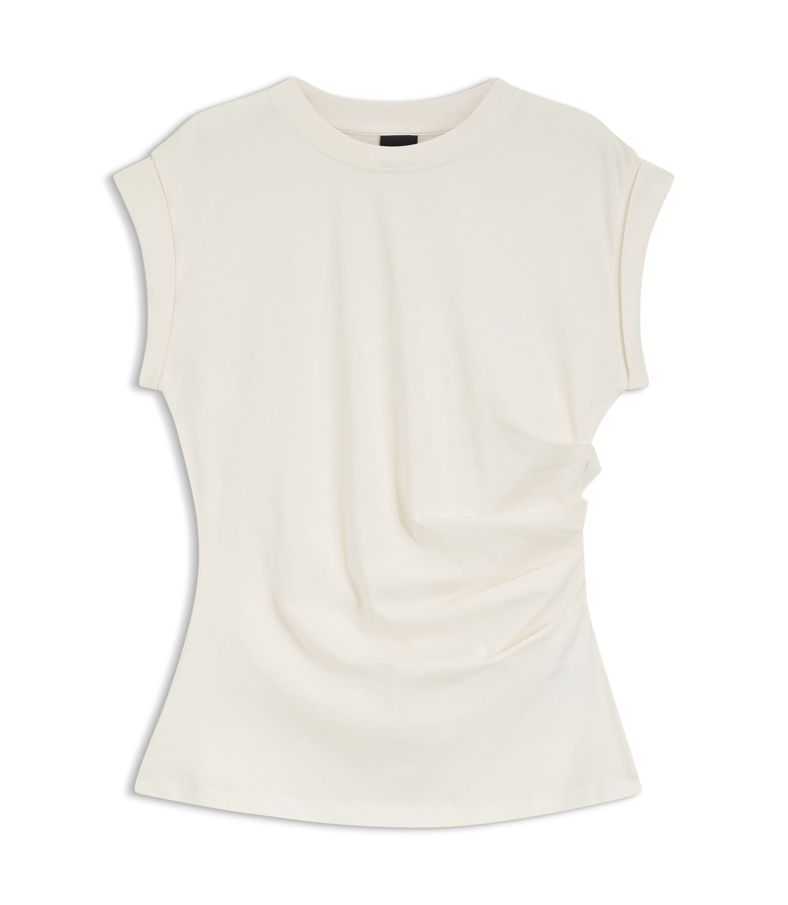 Boss Rolled Cuff Slim Fit T Shirt In Mercerised Cotton White Women's