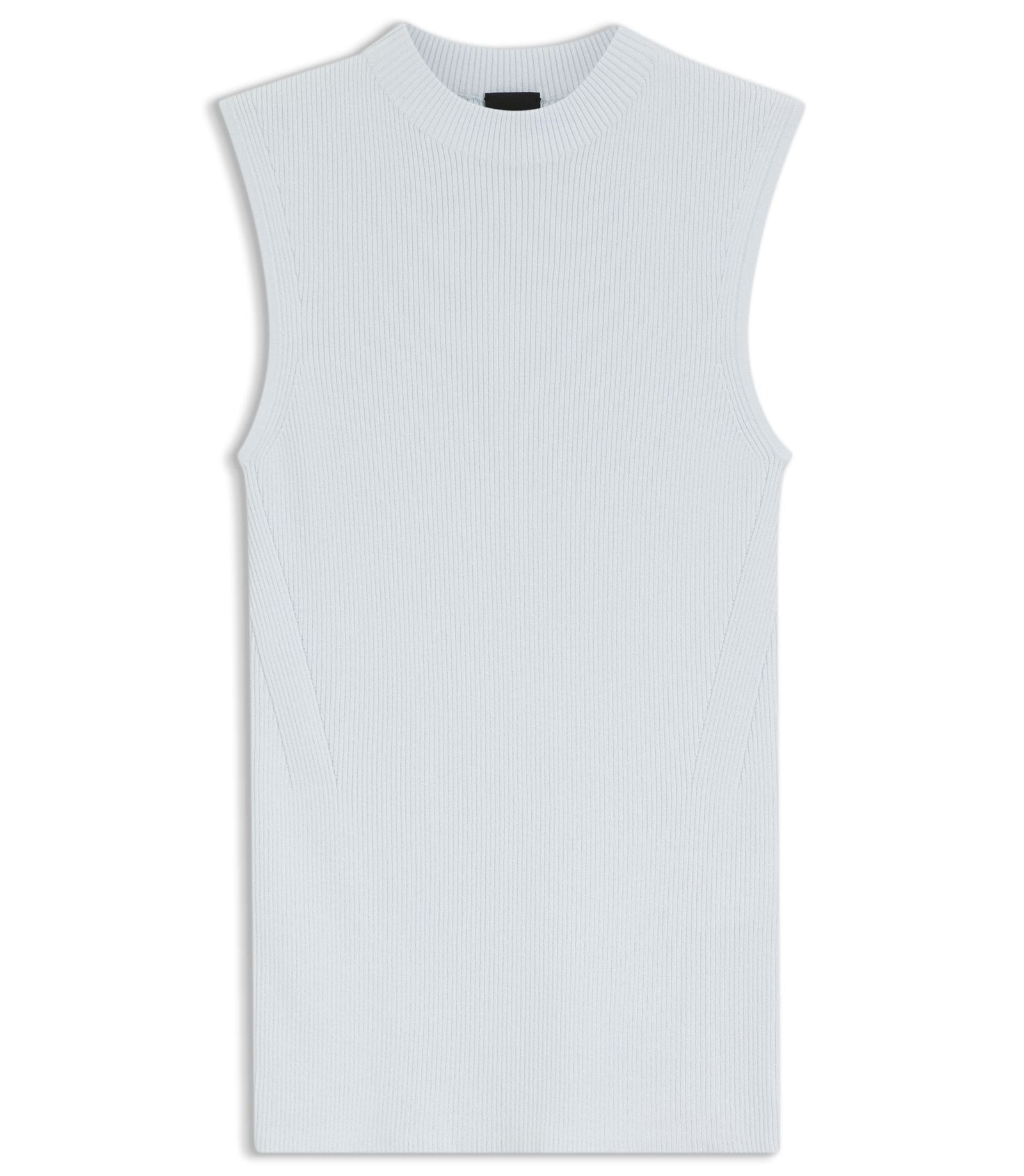 Boss Ribbed Top With Mock Neckline Light Blue Women's