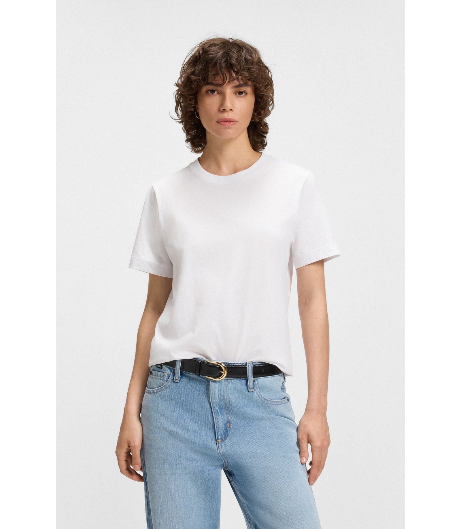 Boss Relaxed Fit T Shirt In Cotton Jersey White Women's