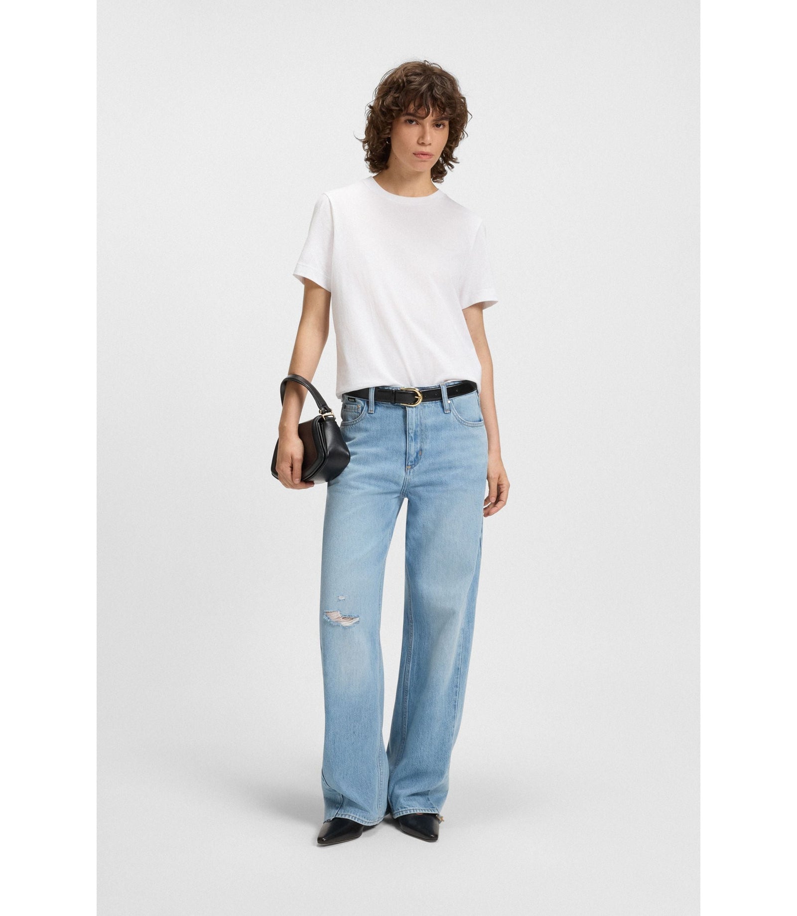 Boss Relaxed Fit T Shirt In Cotton Jersey White Women's