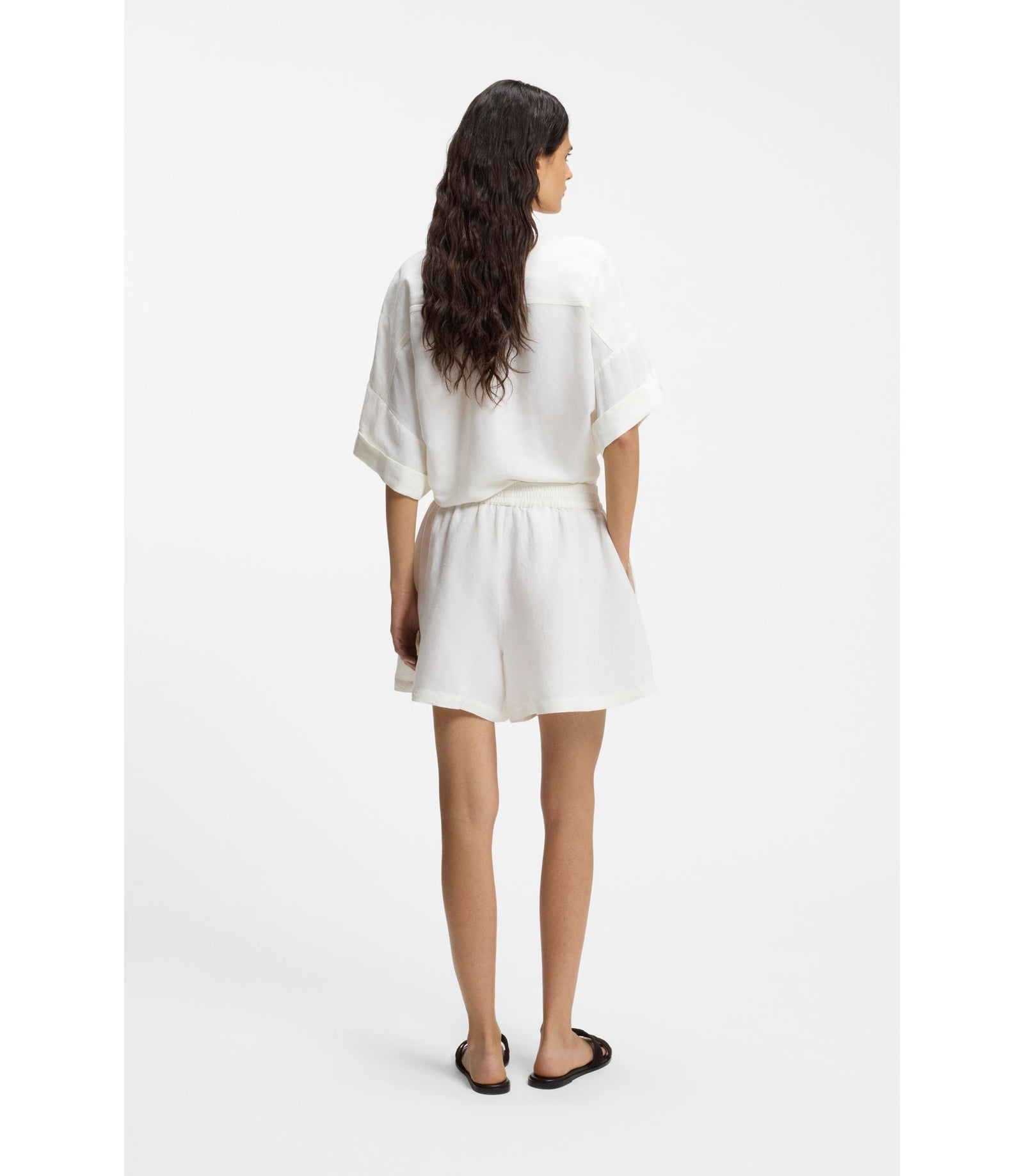 Boss Relaxed Fit Shorts With Embroidered Logo White Women's