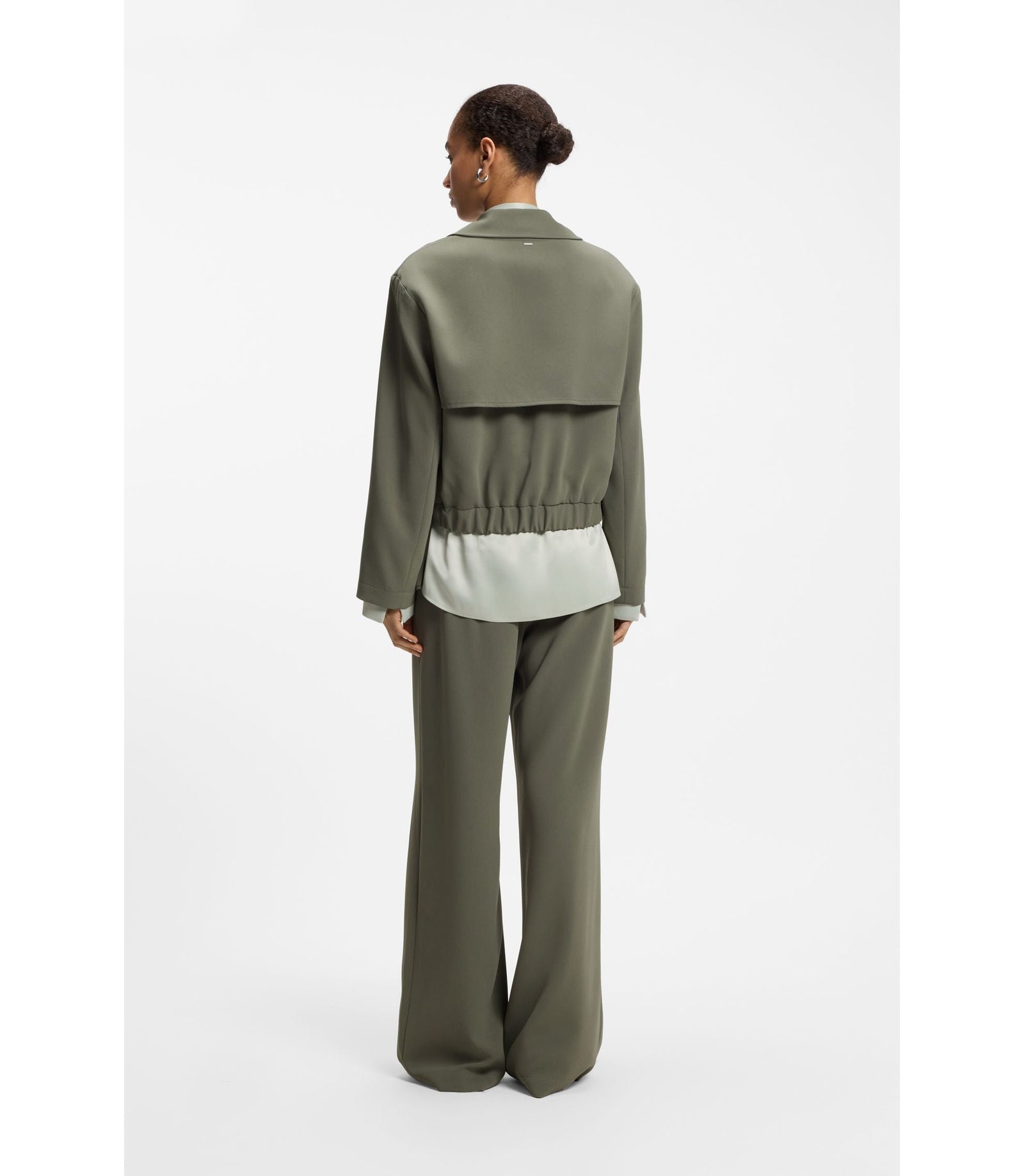 Boss Relaxed Fit Jacket In Japanese Crepe Dark Green Women's