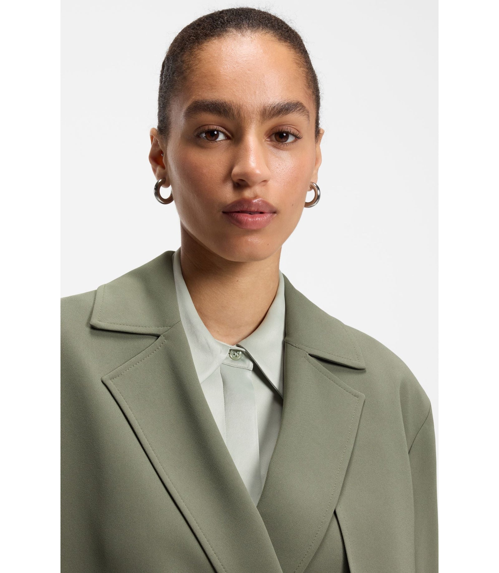 Boss Relaxed Fit Jacket In Japanese Crepe Dark Green Women's