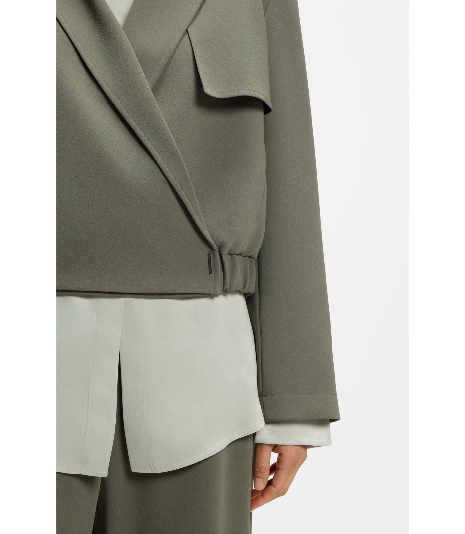 Boss Relaxed Fit Jacket In Japanese Crepe Dark Green Women's