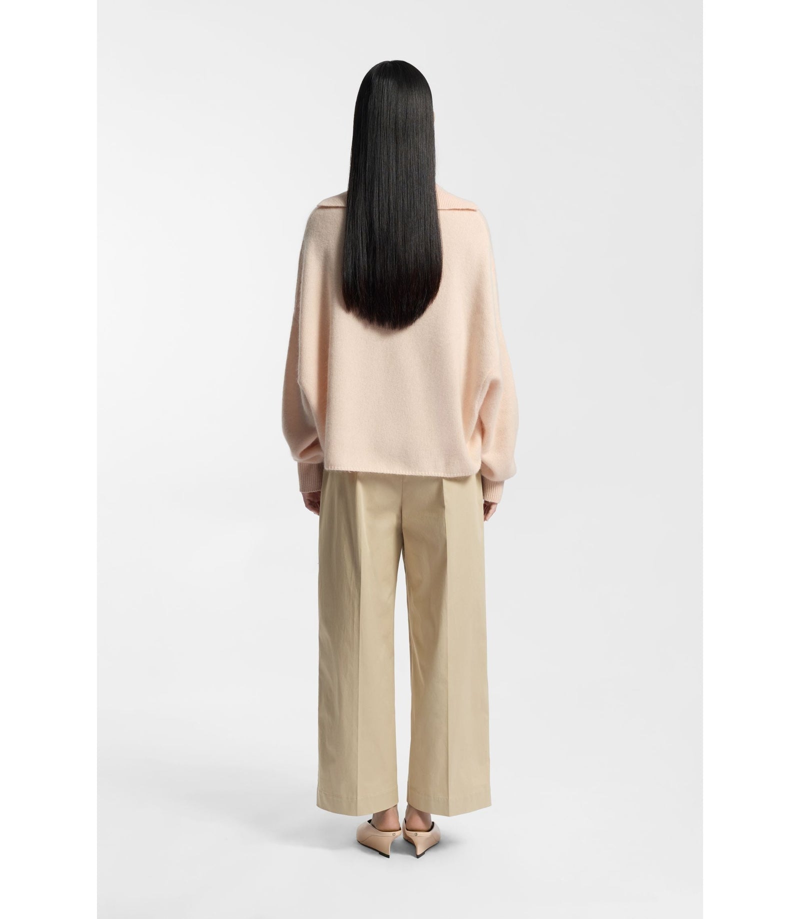 Boss Relaxed Fit Culottes In Stretch Cotton Light Beige Women's
