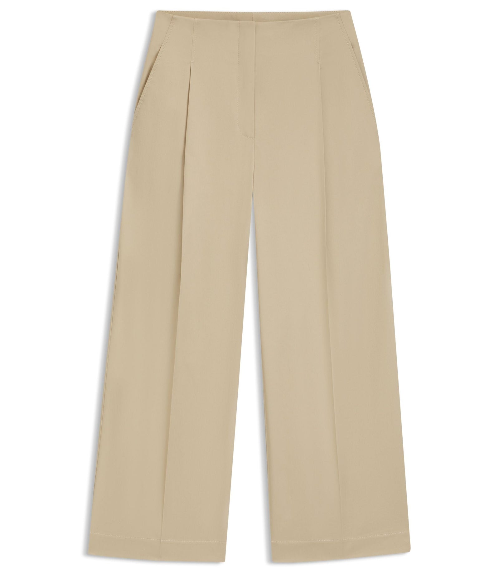 Boss Relaxed Fit Culottes In Stretch Cotton Light Beige Women's