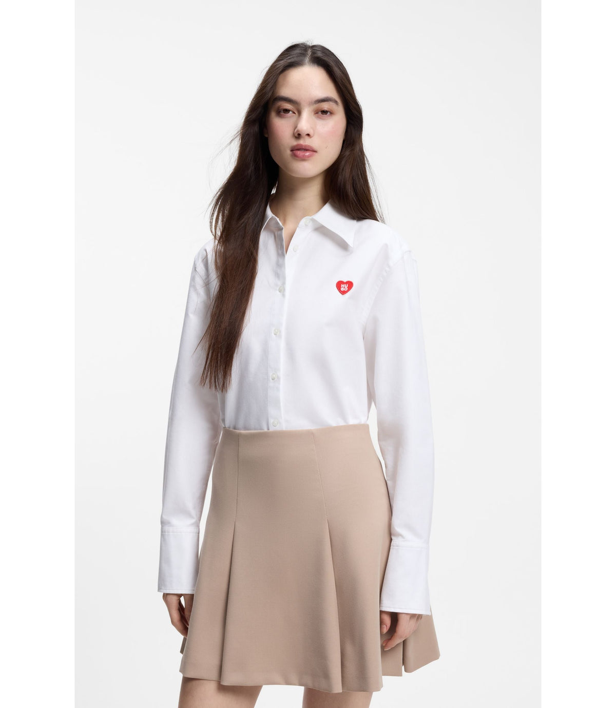 Hugo Relaxed Fit Blouse With Heart Logo White Women's