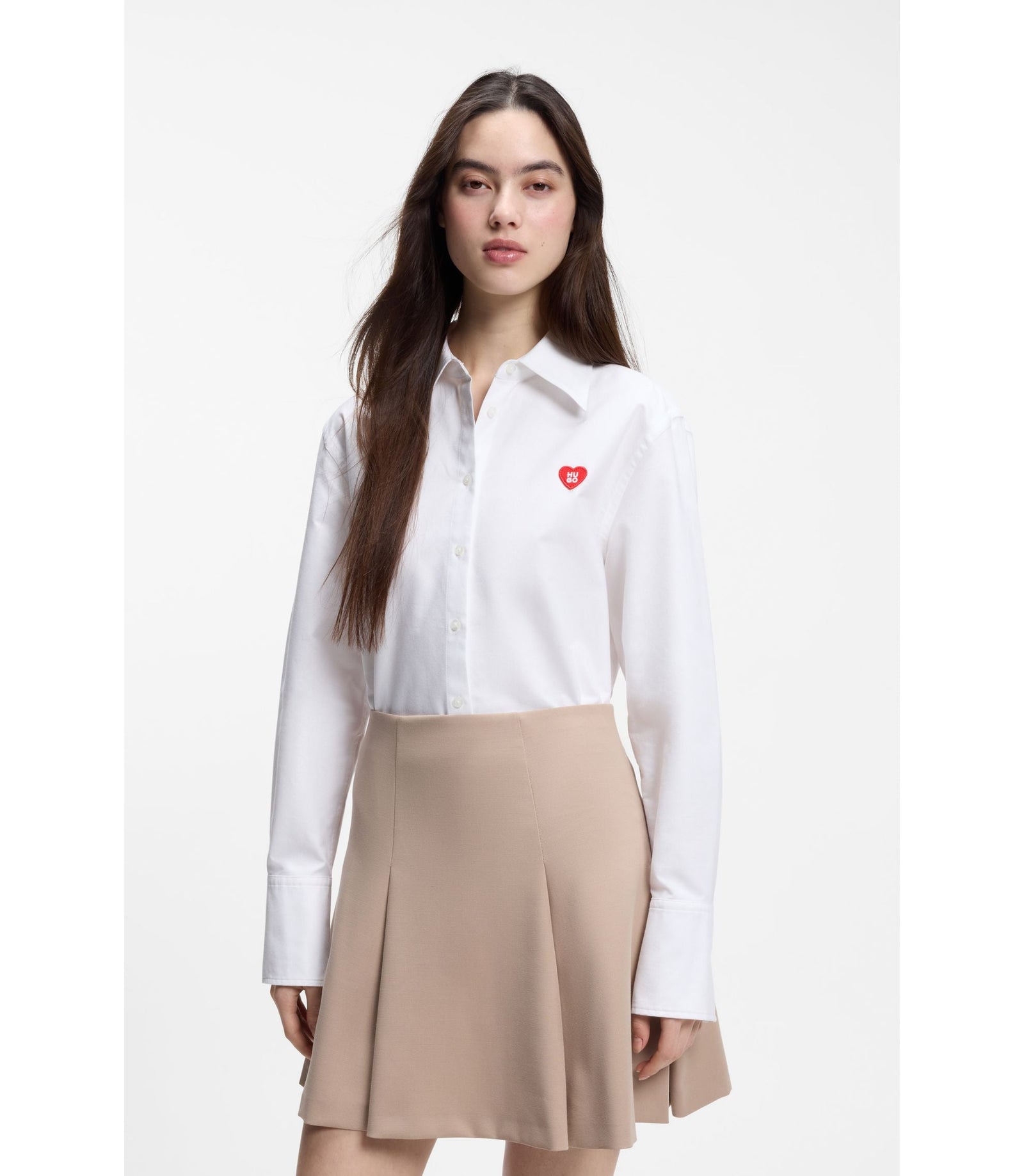 Hugo Relaxed Fit Blouse With Heart Logo White Women's
