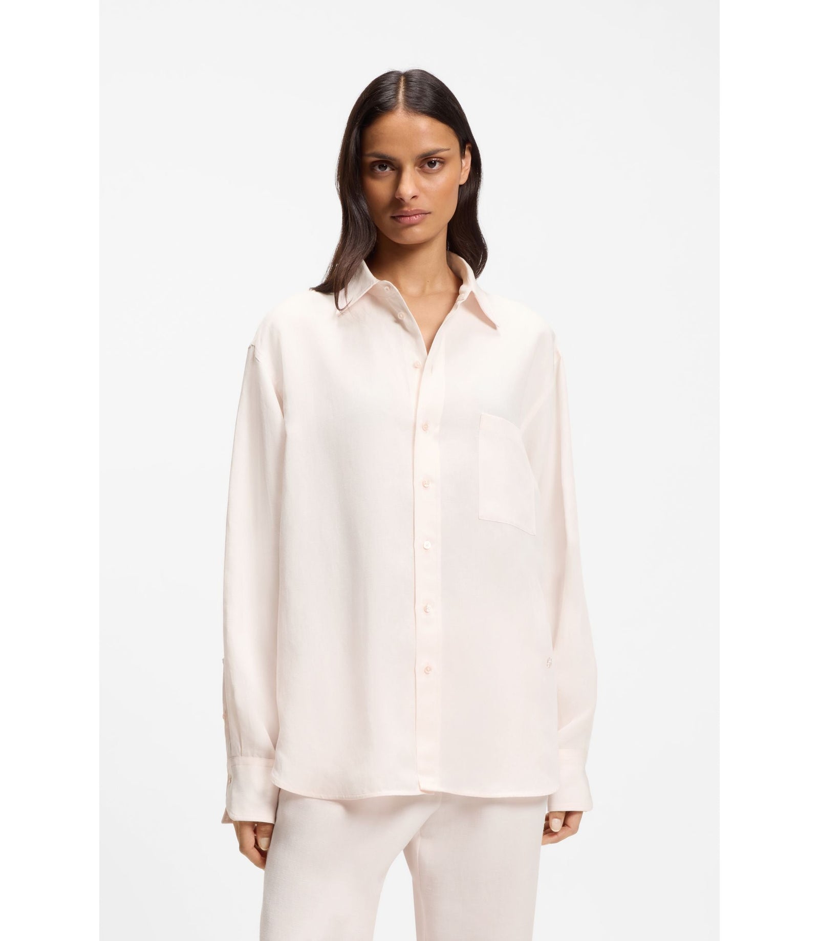 Boss Relaxed Fit Blouse With Chest Pocket Light Pink Women's