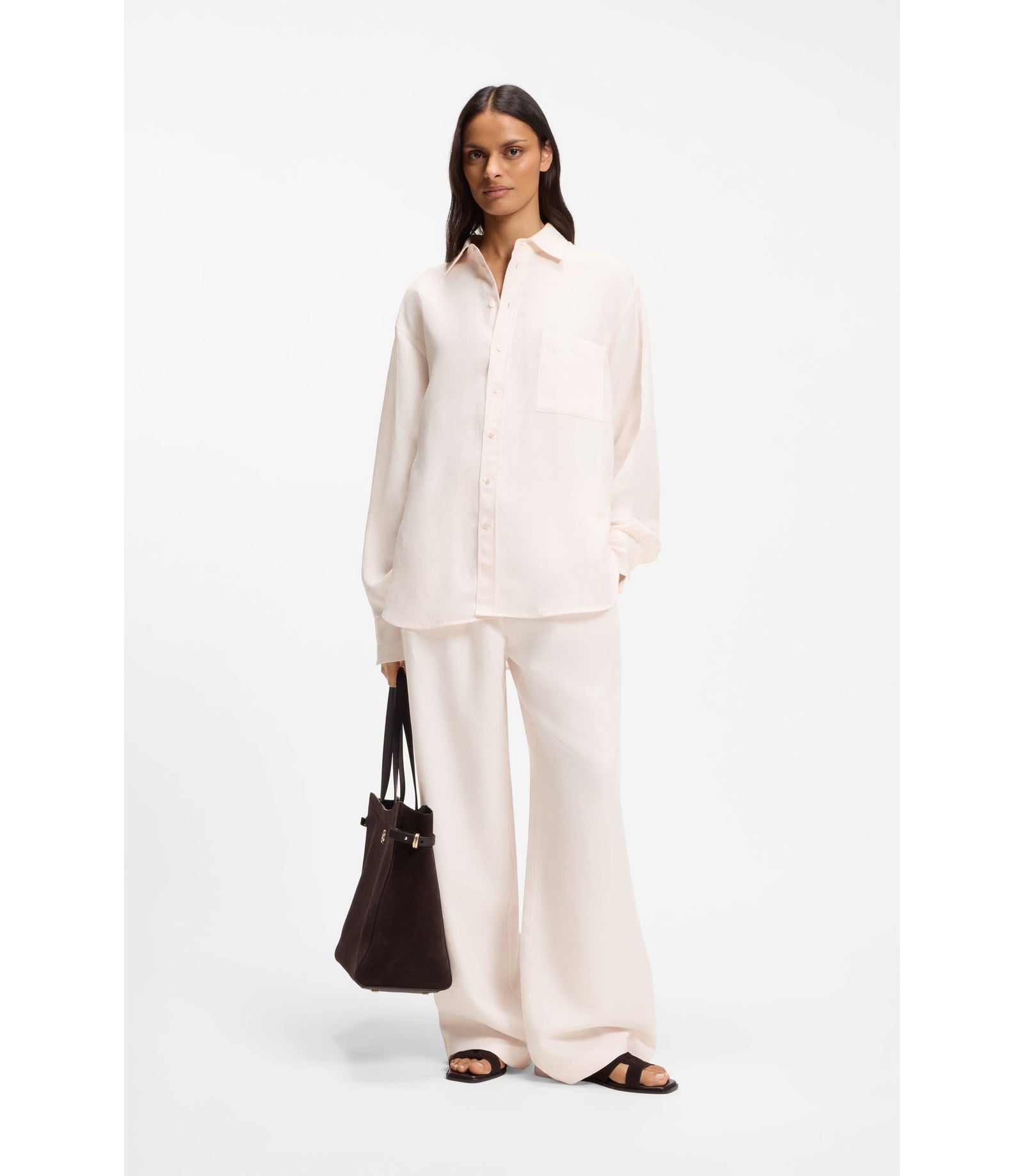 Boss Relaxed Fit Blouse With Chest Pocket Light Pink Women's