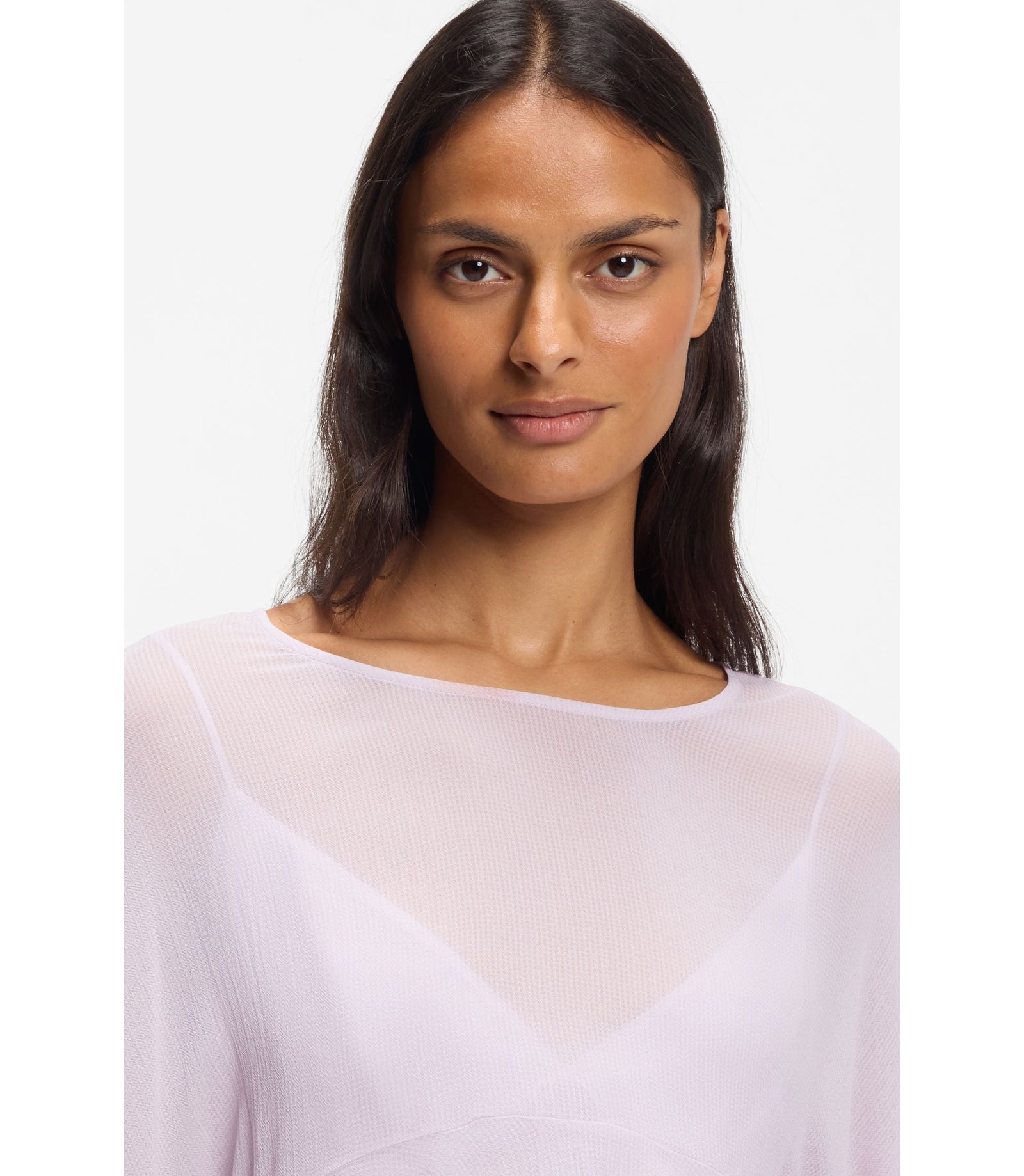 Boss Relaxed Fit Blouse In Seersucker Light Purple Women's