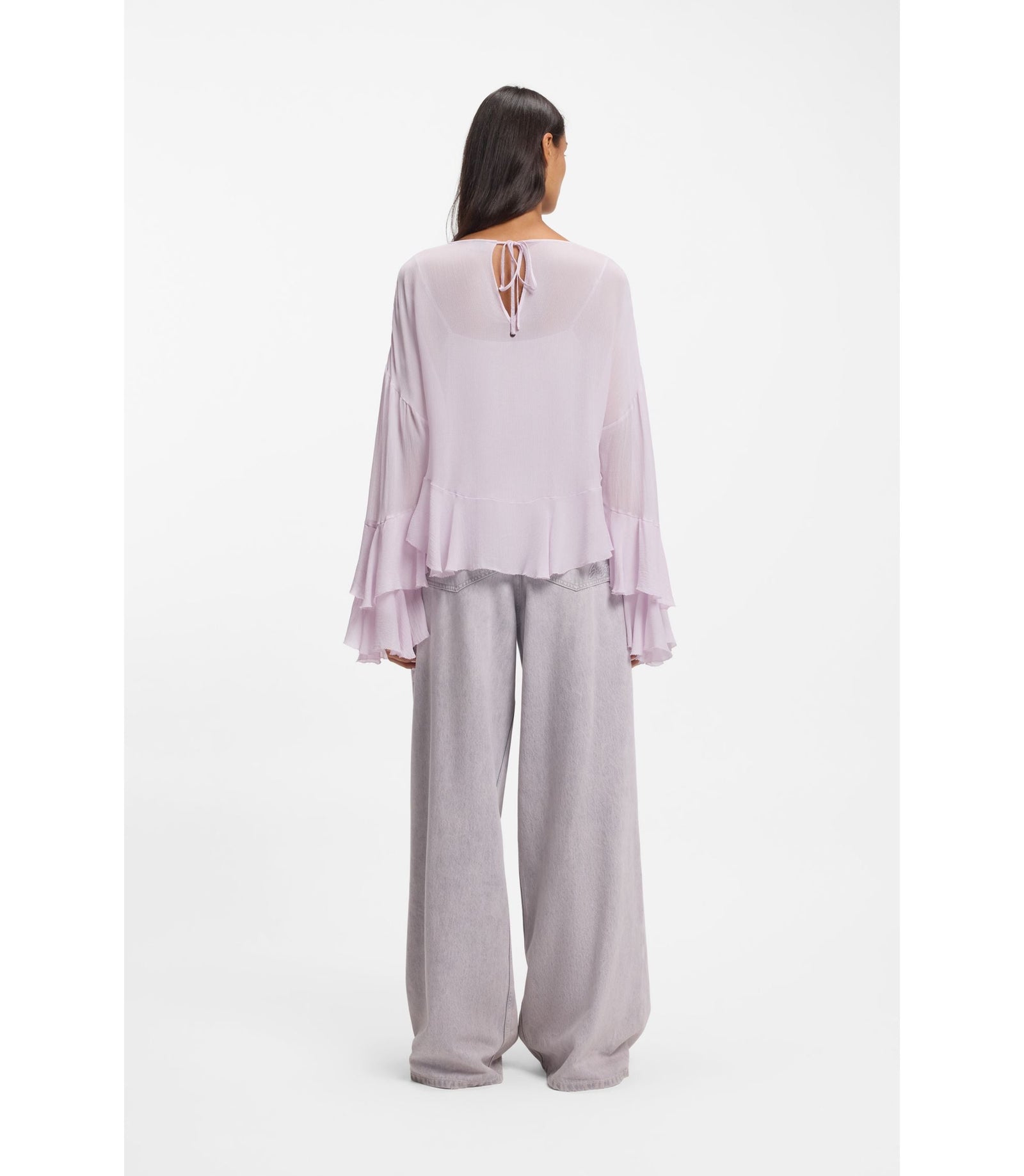 Boss Relaxed Fit Blouse In Seersucker Light Purple Women's