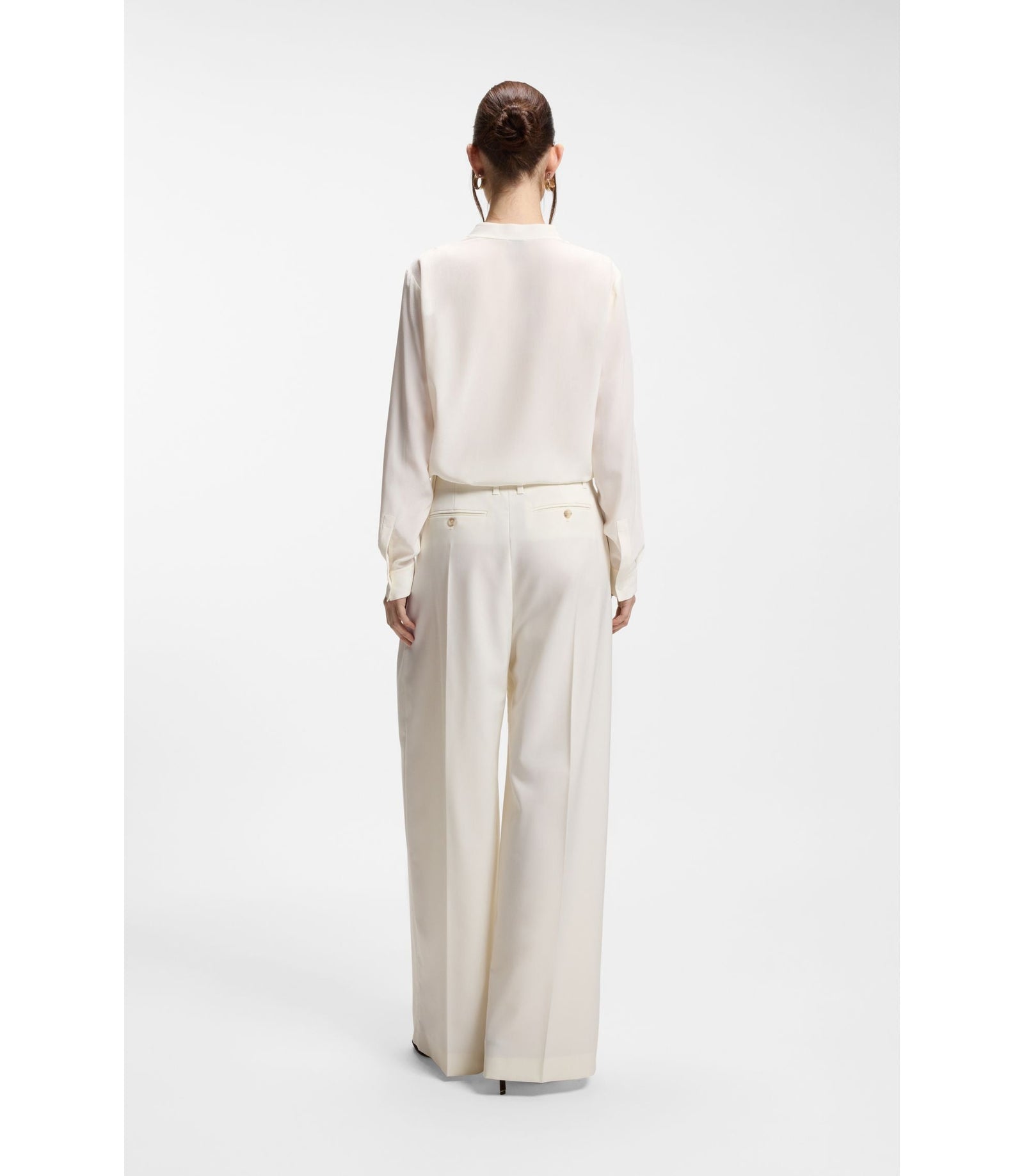 Boss Relaxed Fit Blouse In Sandwashed Silk White Women's