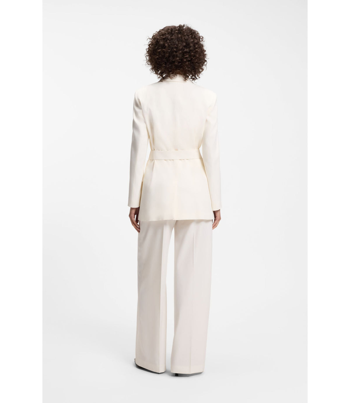 Hugo Relaxed Fit Blazer With D Ring Belt White Women's