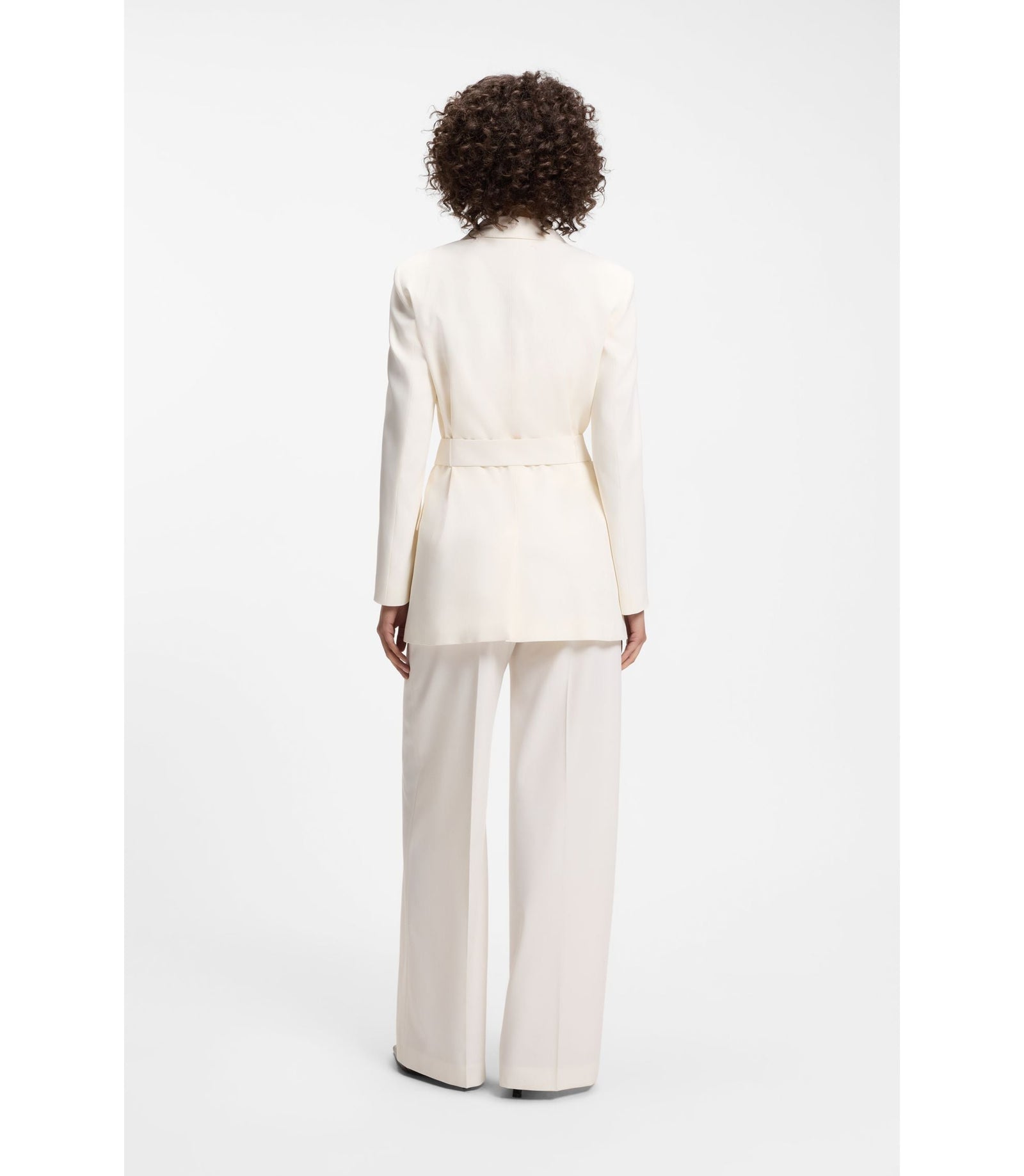 Hugo Relaxed Fit Blazer With D Ring Belt White Women's