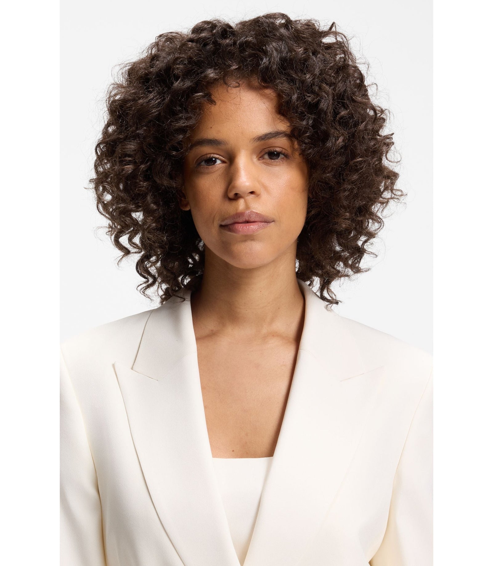 Hugo Relaxed Fit Blazer With D Ring Belt White Women's