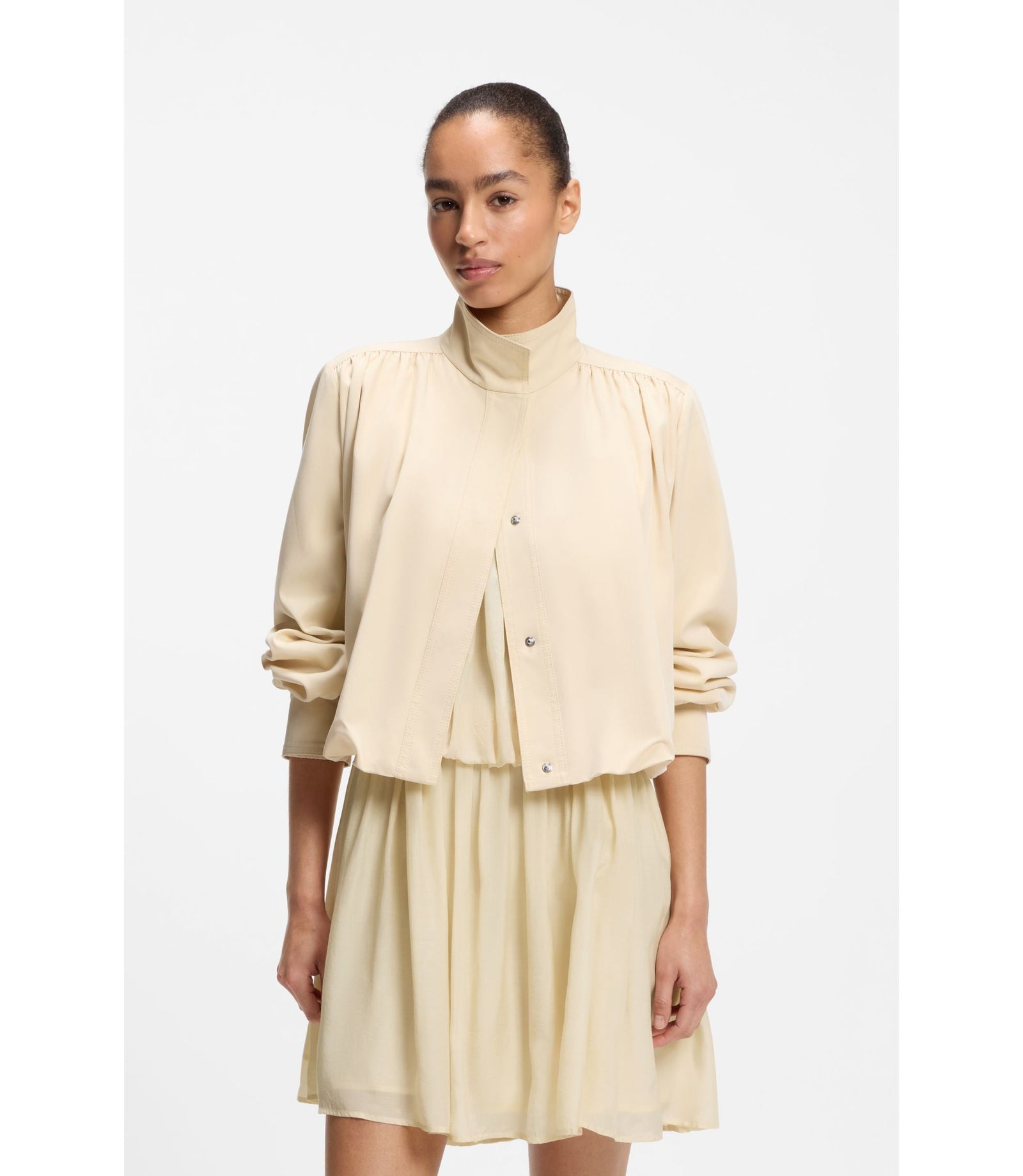 Boss Relaxed Fit Blazer With Balloon Hem Light Yellow Women's