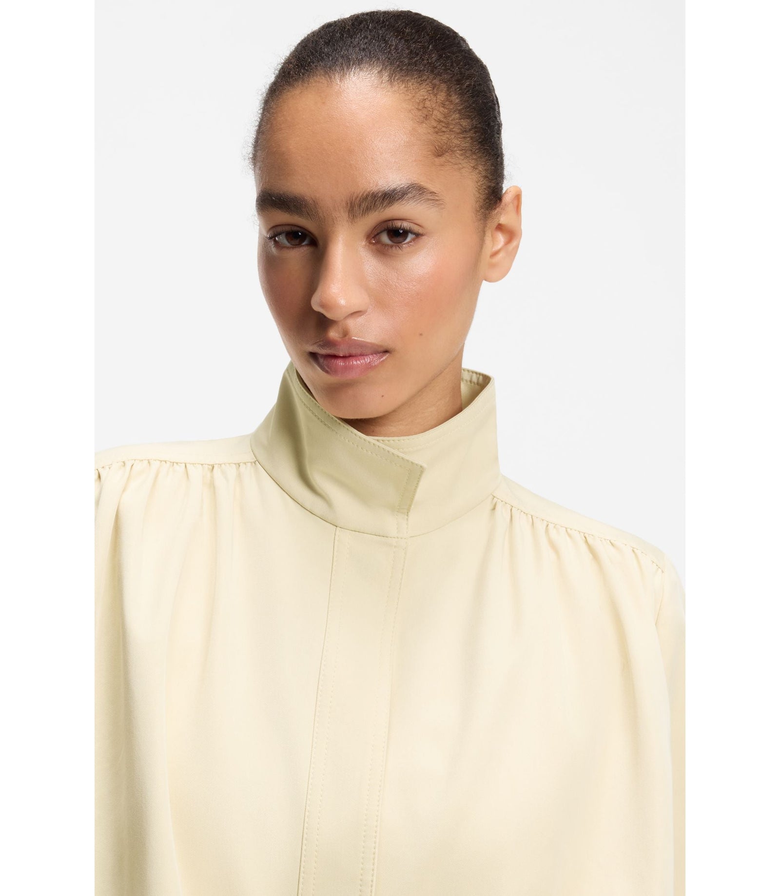 Boss Relaxed Fit Blazer With Balloon Hem Light Yellow Women's
