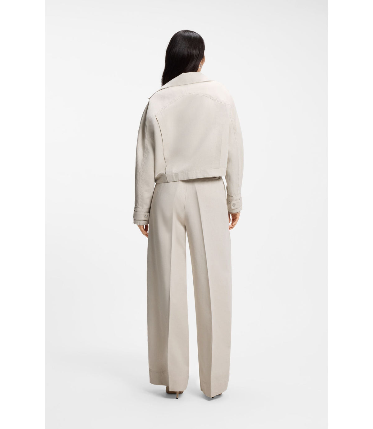 Boss Relaxed Fit Blazer In Cotton Linen Twill Patterned Women's