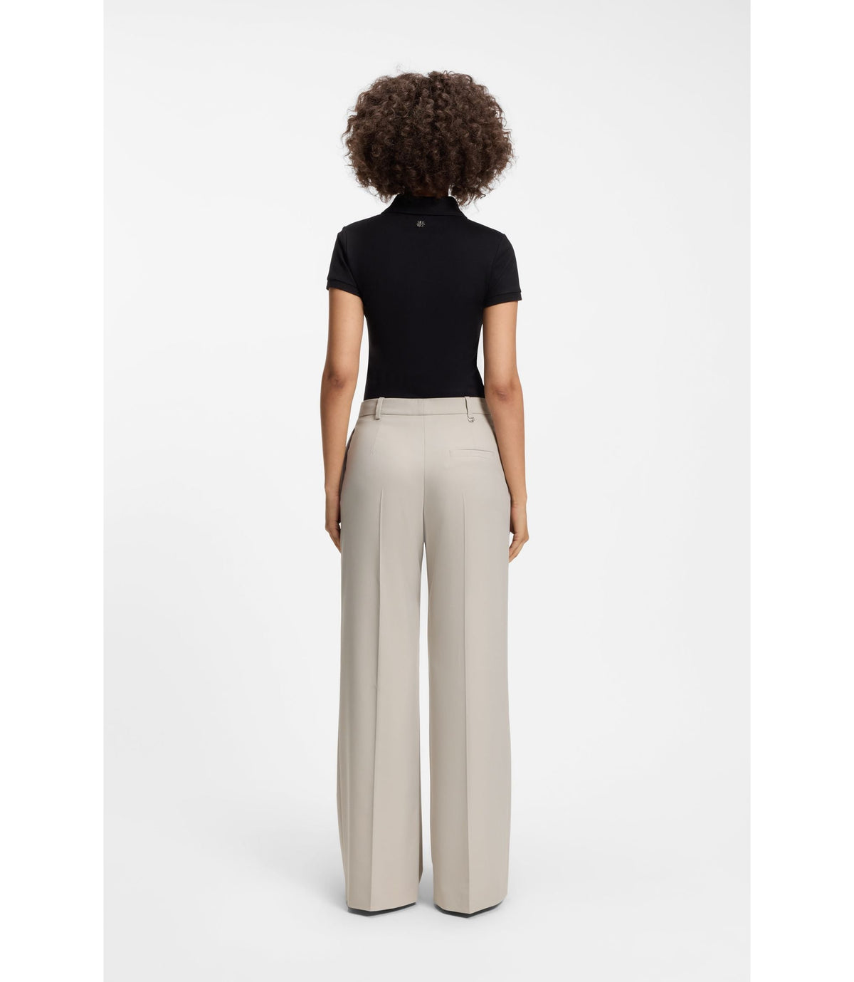 Hugo Regular Fit Wide Leg Pants In Stretch Fabric Light Grey Women's