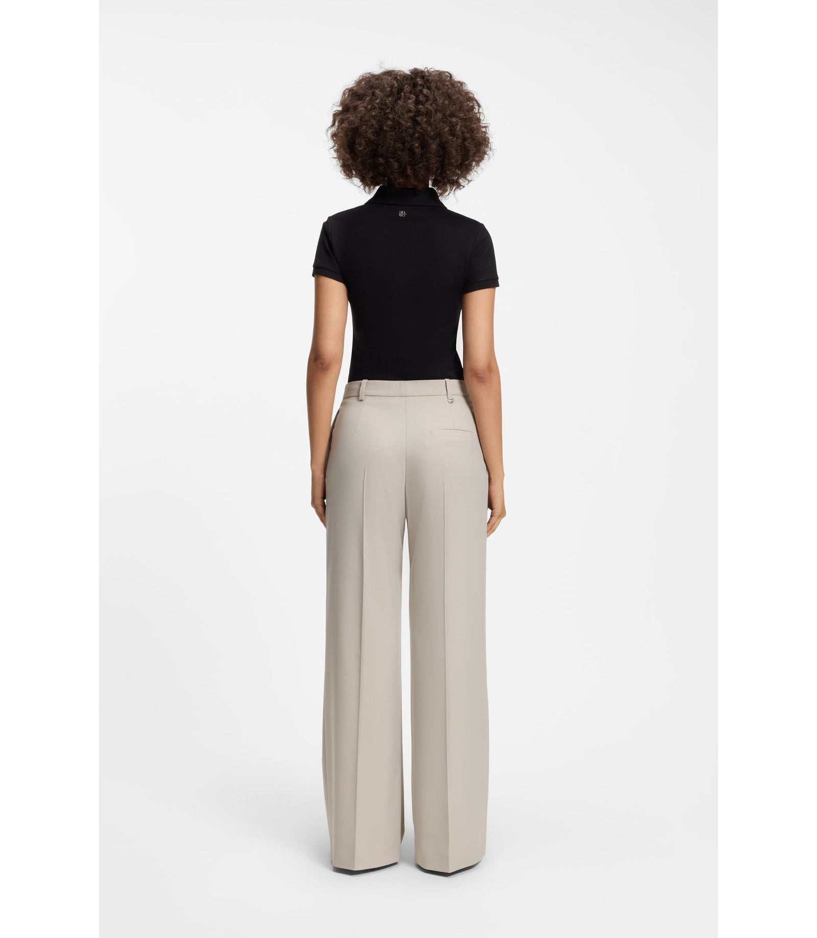 Hugo Regular Fit Wide Leg Pants In Stretch Fabric Light Grey Women's