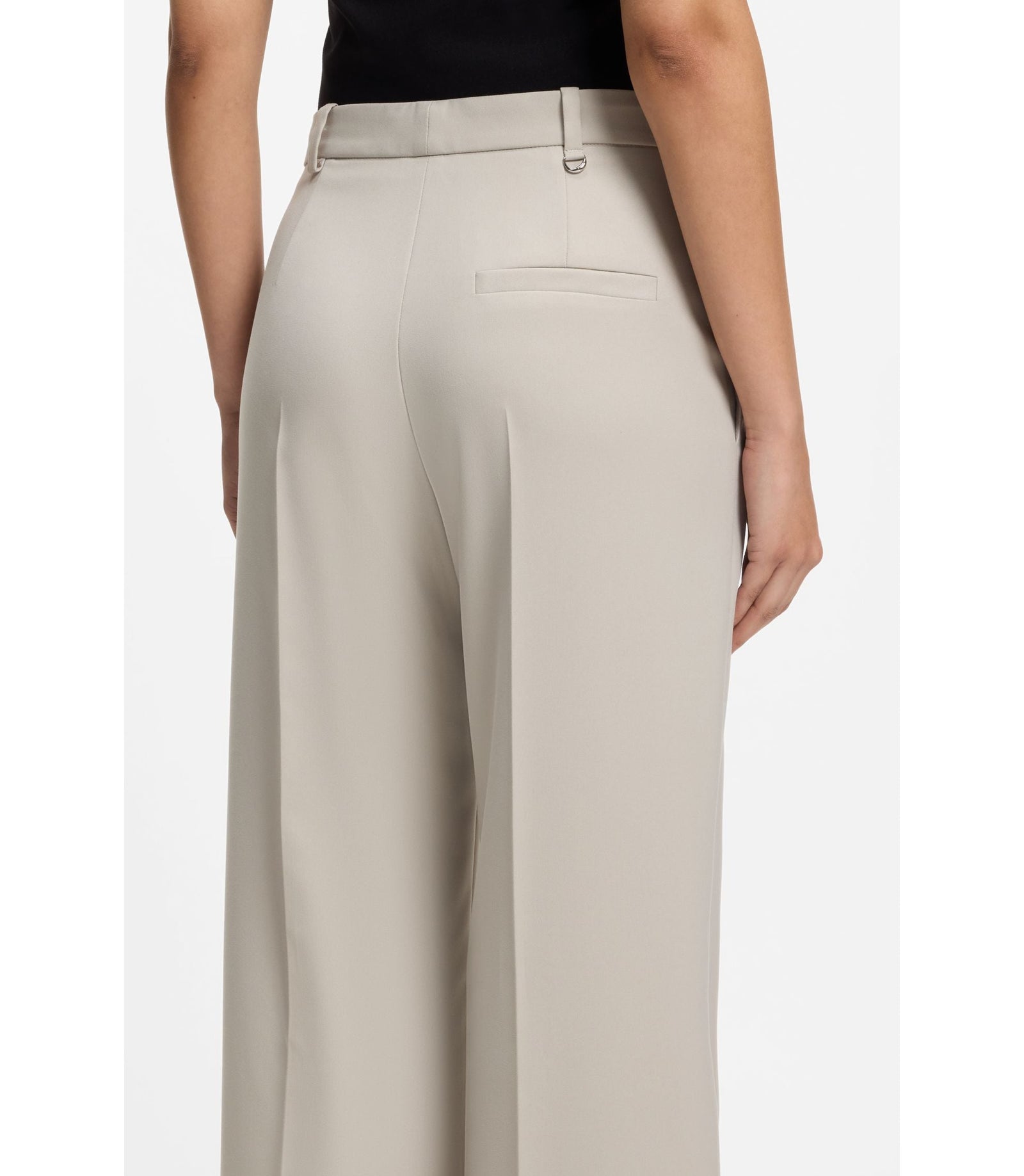 Hugo Regular Fit Wide Leg Pants In Stretch Fabric Light Grey Women's