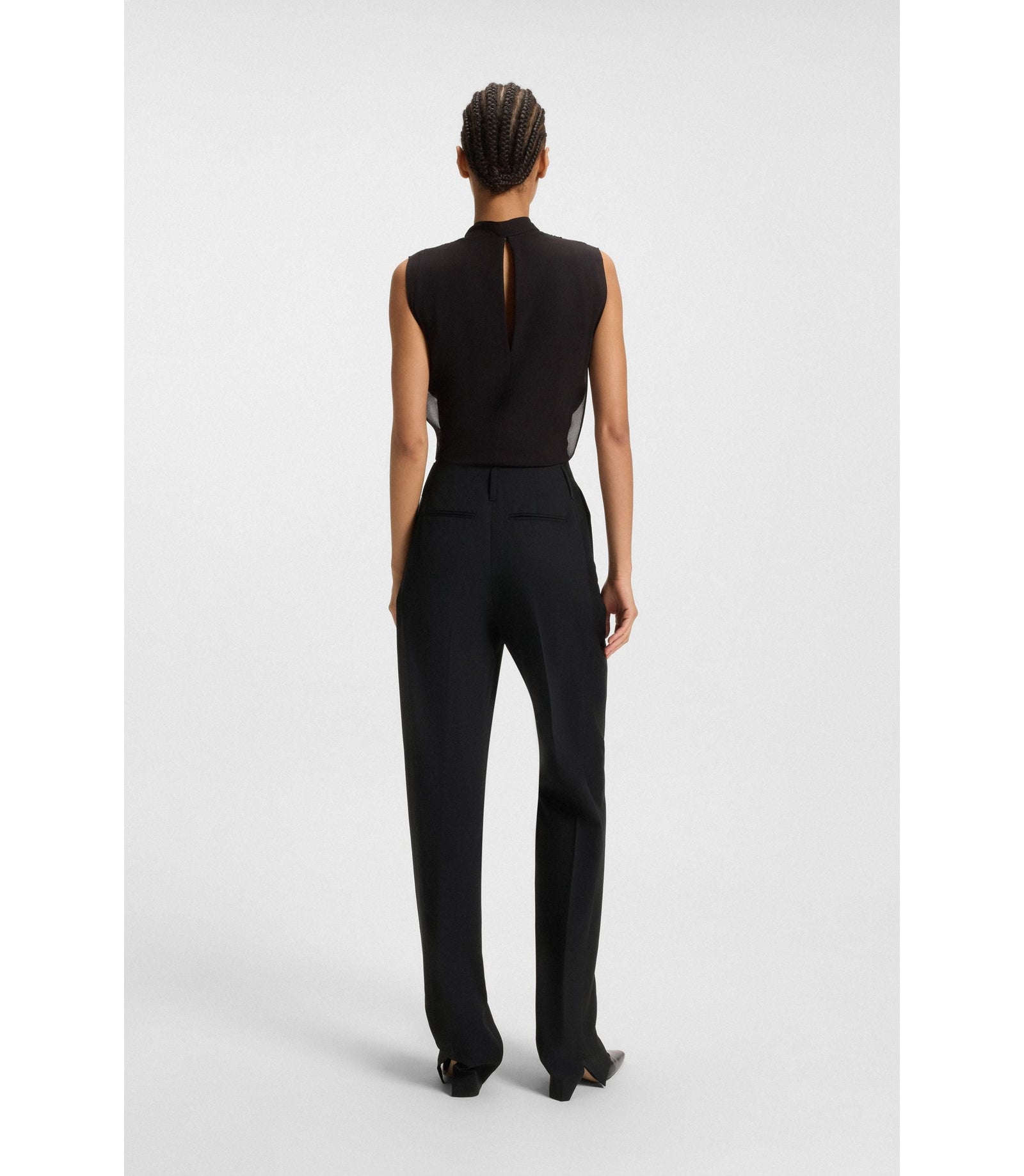 Boss Regular Fit Tuxedo Trousers In Virgin Wool Twill Black Women's