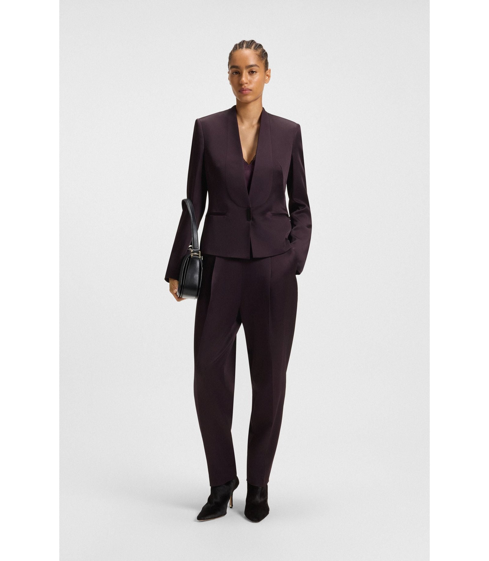 Boss Regular Fit Tuxedo Blazer With Shawl Lapels Light Purple Women's