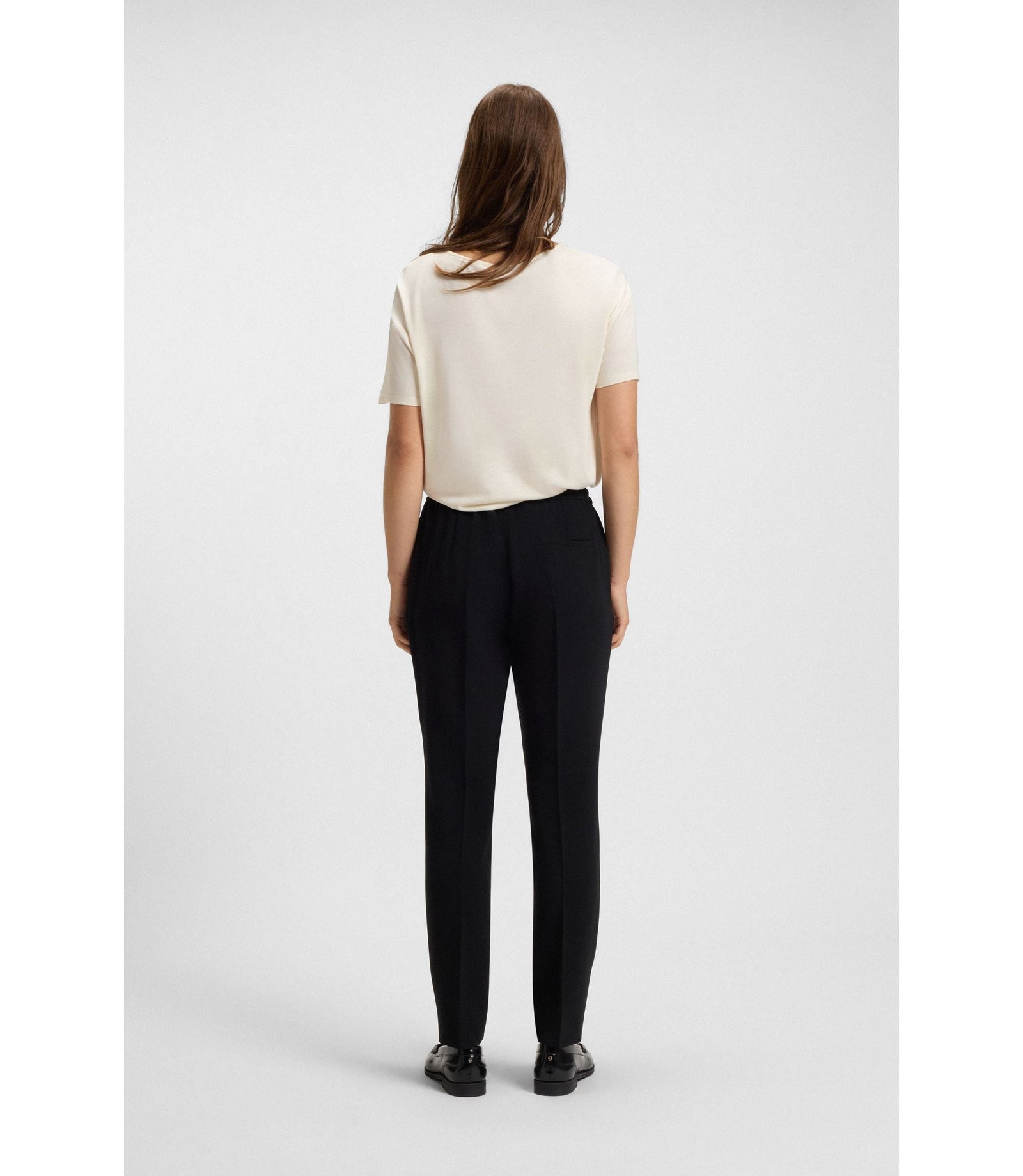Boss Regular Fit T Shirt With Stretch Silk Front White Women's