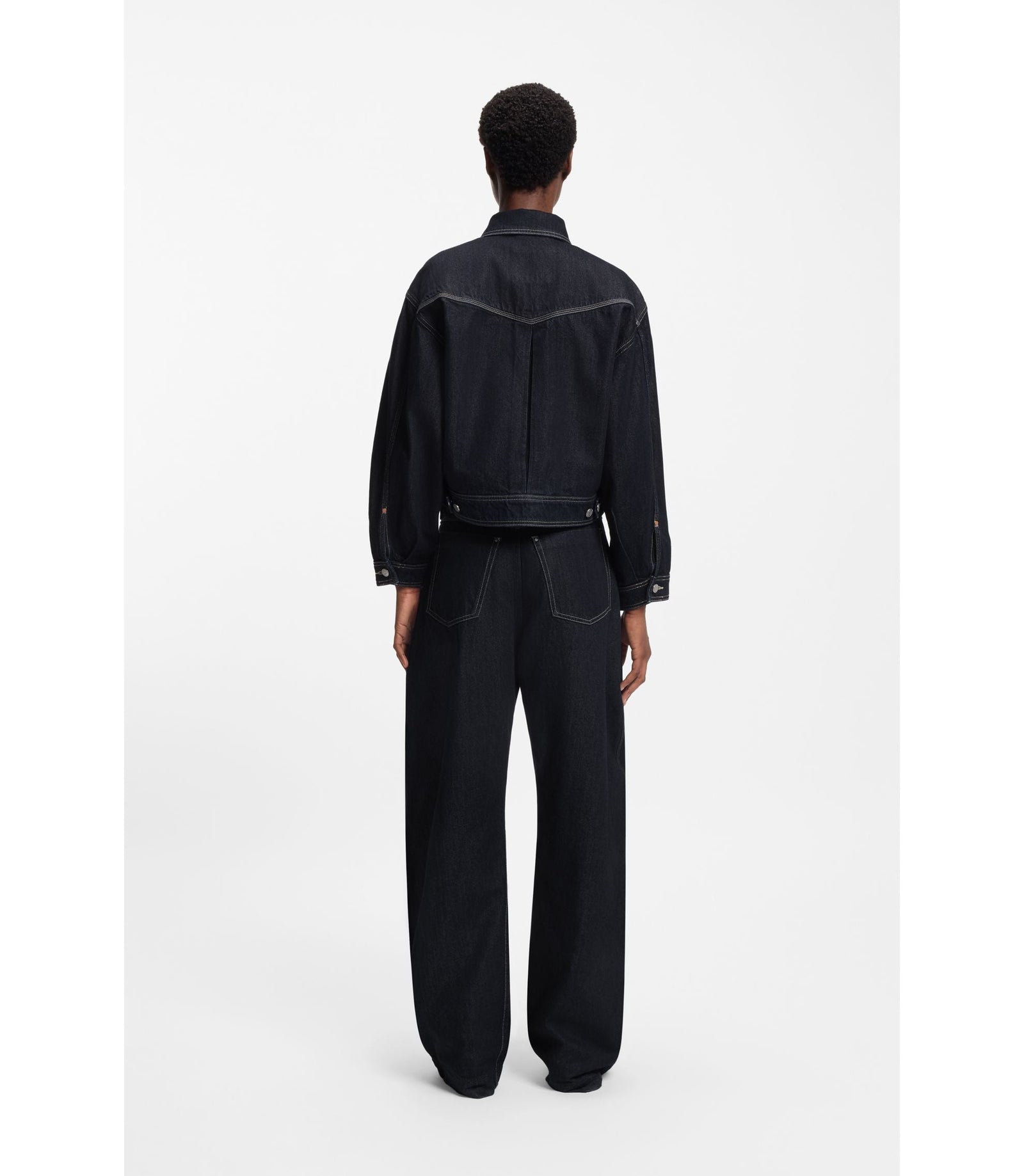 Boss Regular Fit Trucker Jacket In Rinse Washed Denim Dark Blue Women's