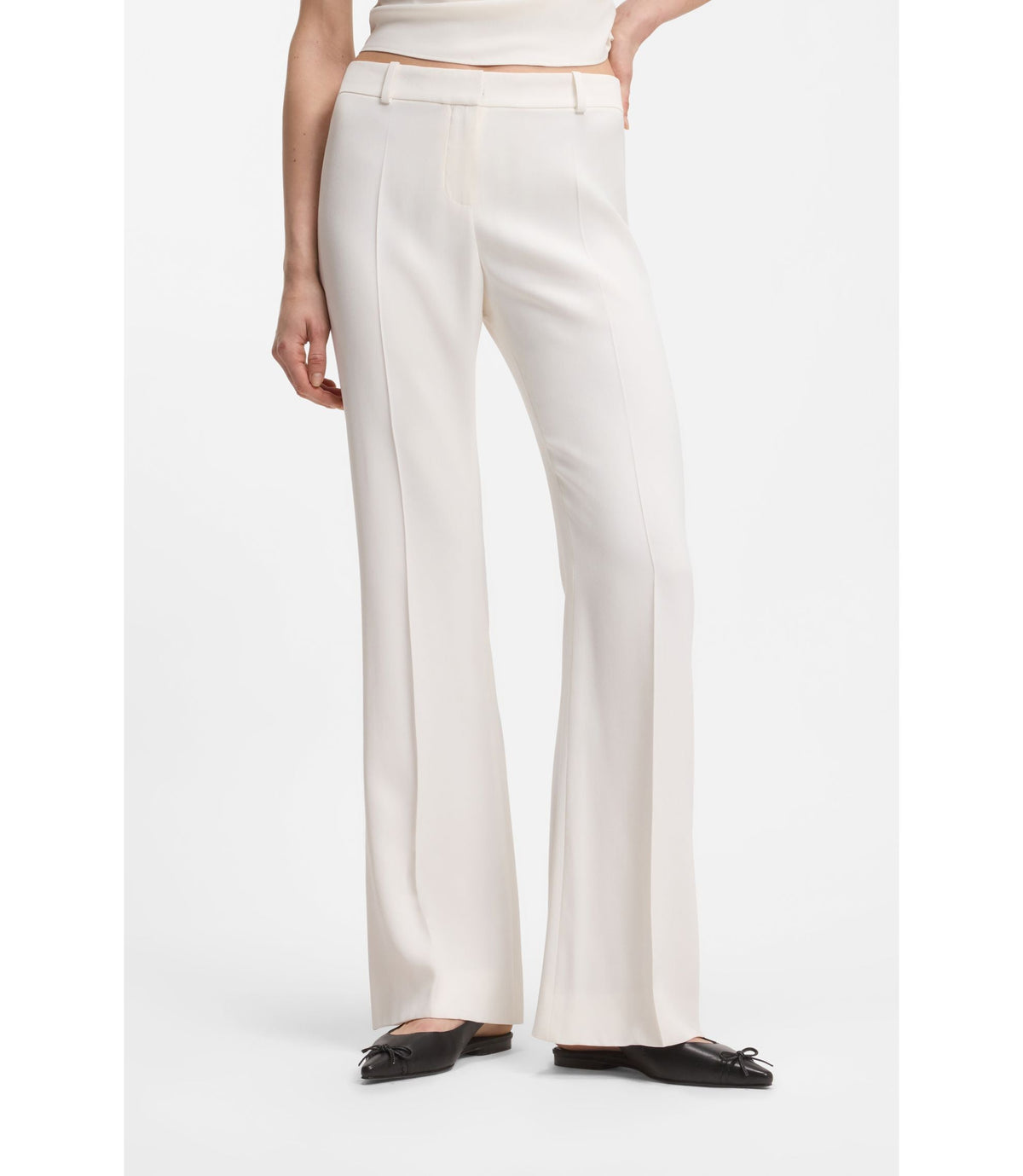 Hugo Regular Fit Trousers With Kick Flare White Women's